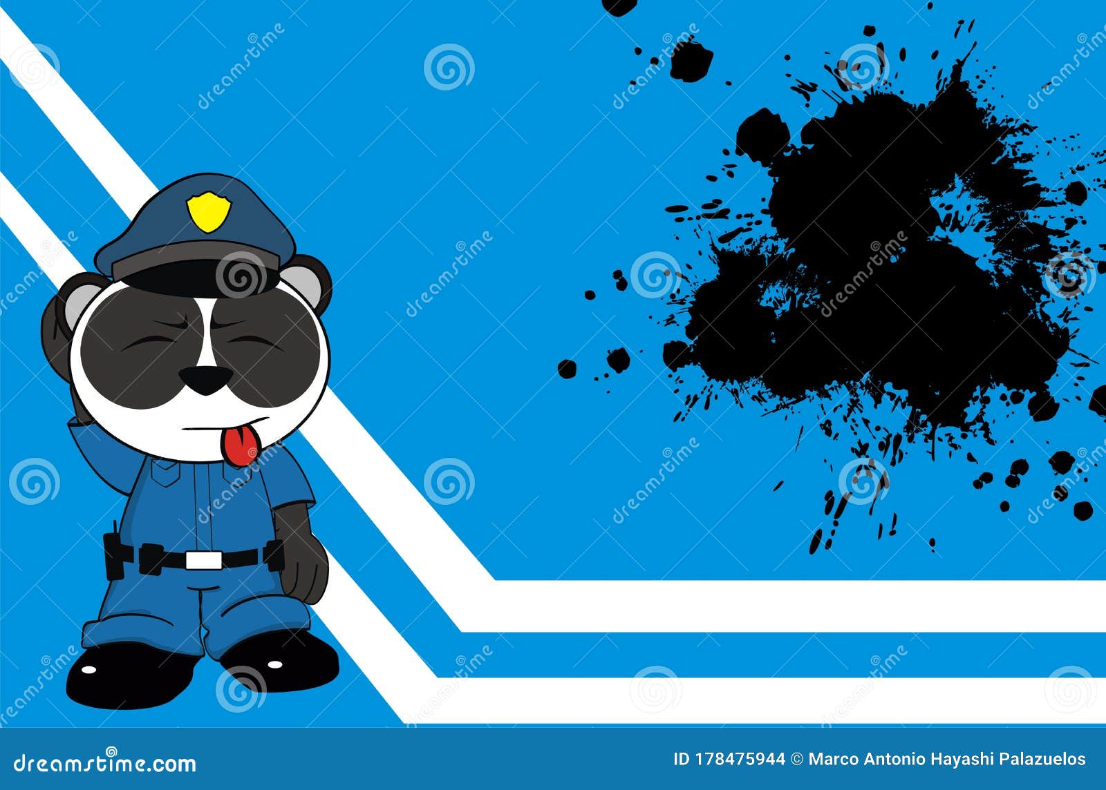 Little Police Man Panda Bear Kid Cartoon Background Stock Vector -  Illustration of card, character: 178475944
