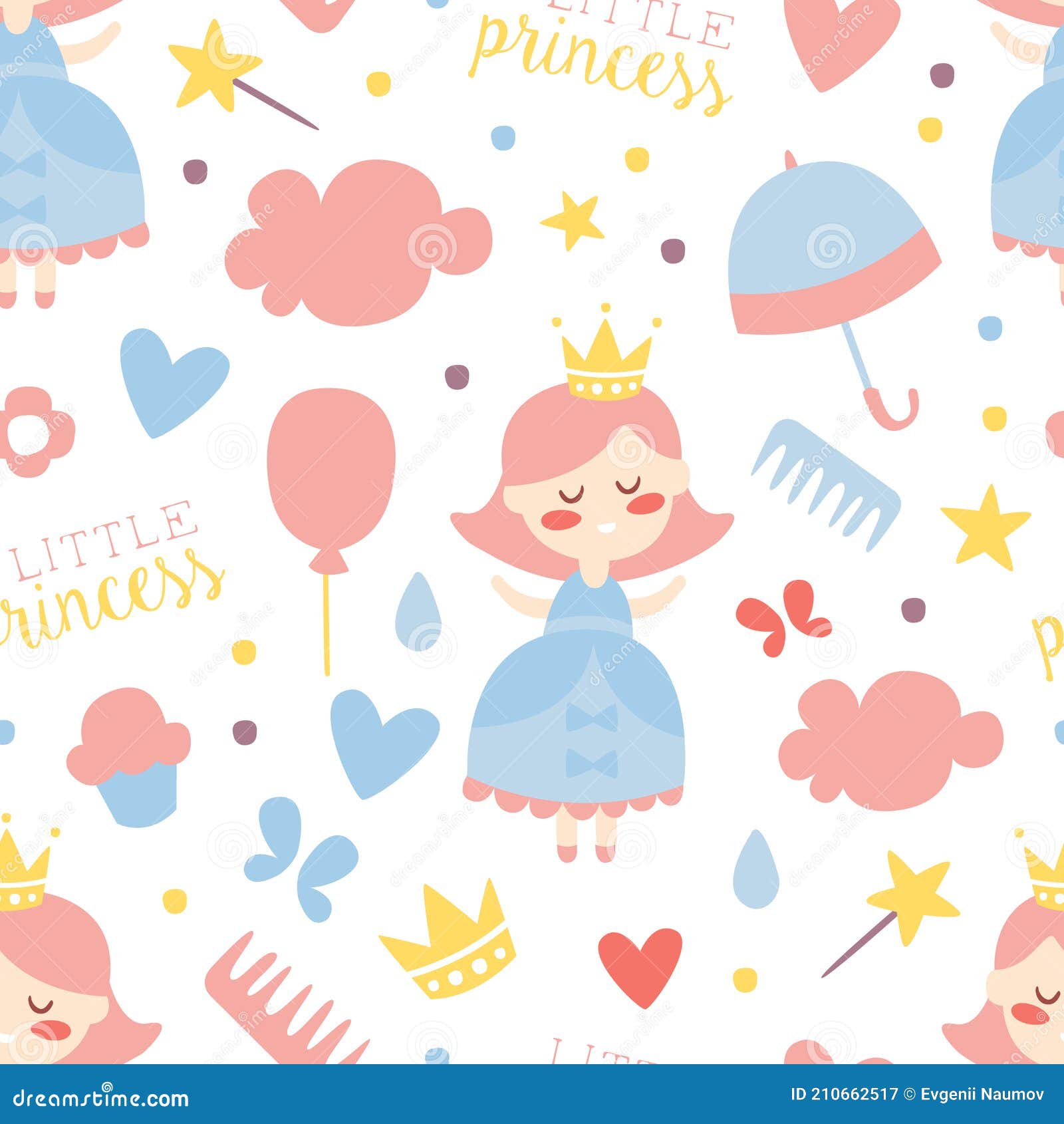 Little Princess Seamless Pattern, Baby Girl Shower, Birthday Party or  Nursery Decoration Background, Wallpaper, Textile Stock Vector -  Illustration of love, child: 210662517