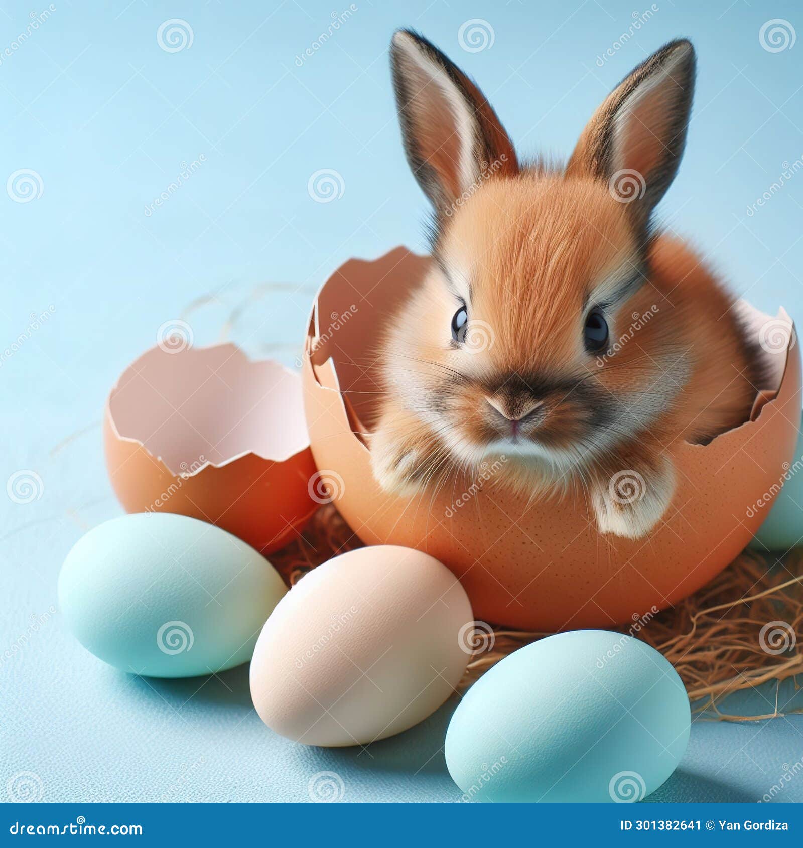 A Little Rabbit Hatched from an Egg. Generative AI Stock Image Image