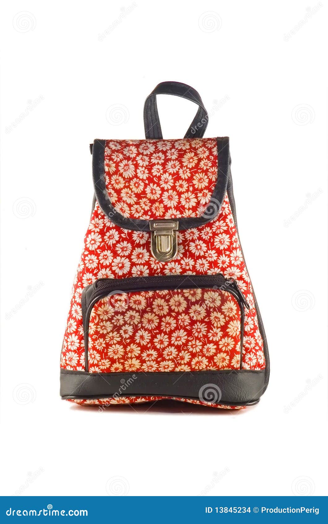 Little red bag with flower stock photo. Image of backbag 13845234