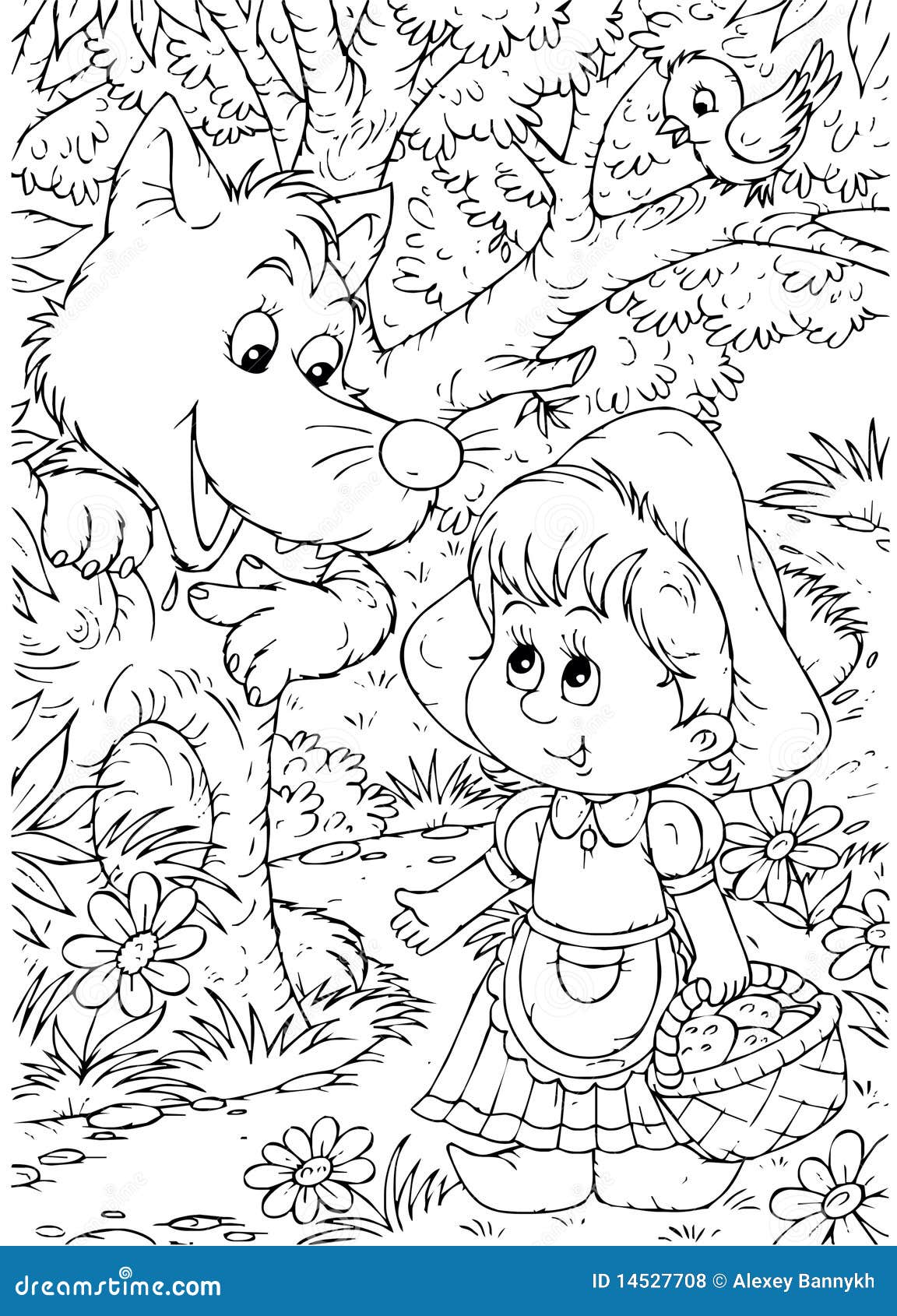 Little Red Riding Hood And Wolf Stock Illustration Illustration Of Girl Child