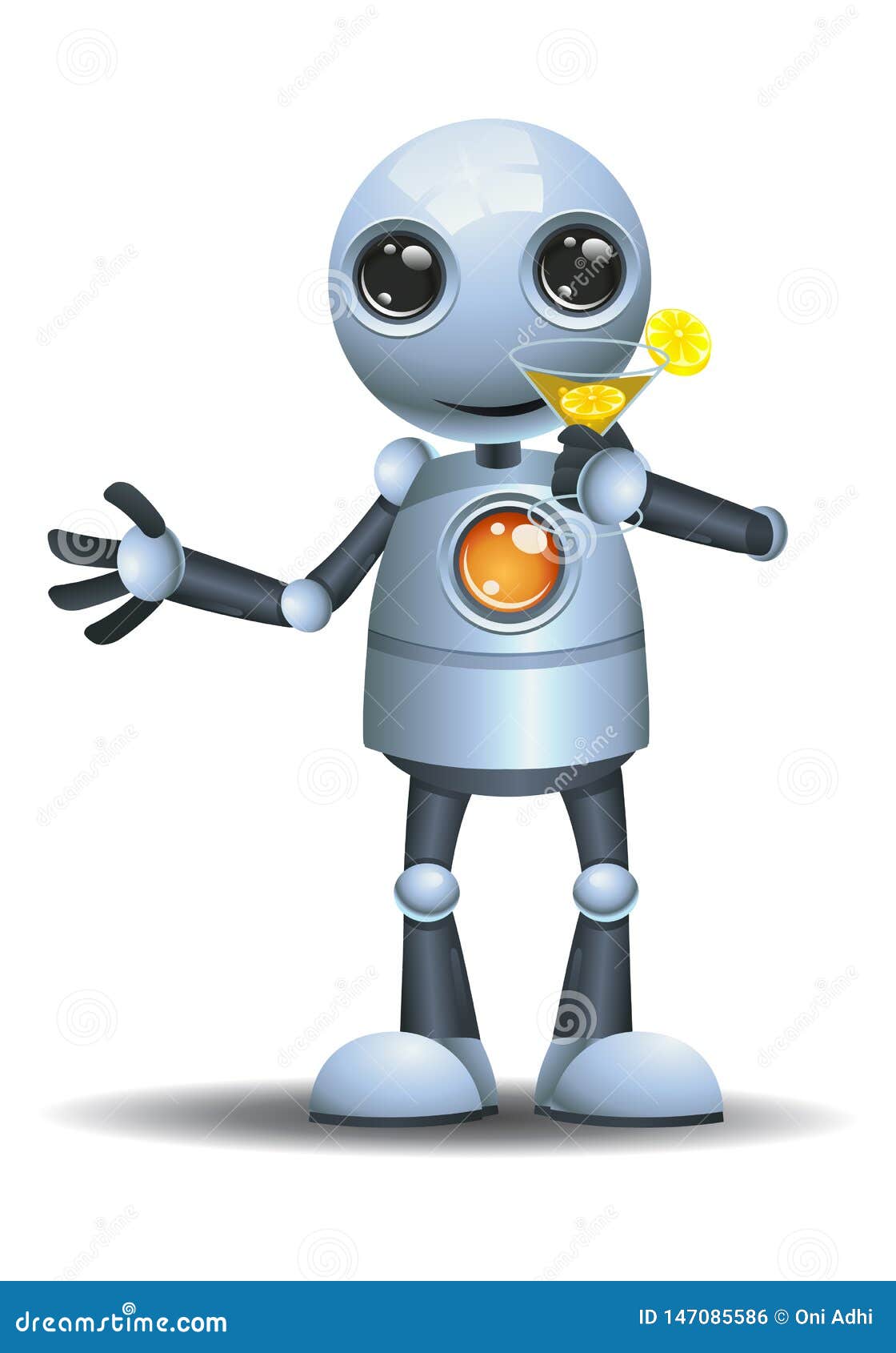 Little Robot Drink Fruit Punch Stock Illustration Illustration of