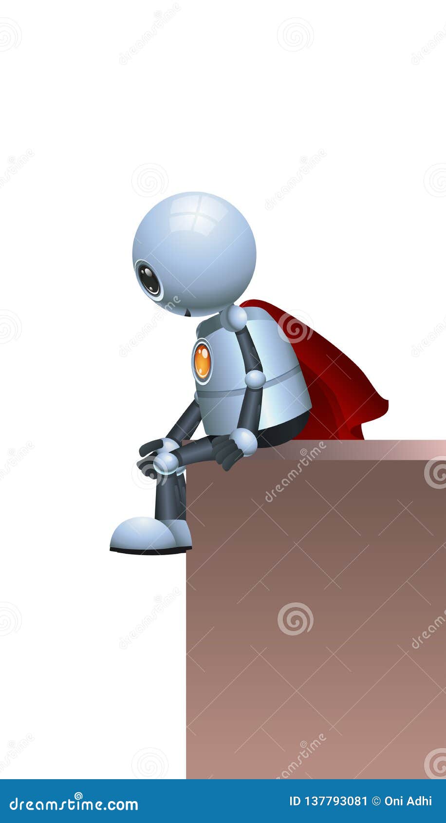 little robot super hero waiting for crimes