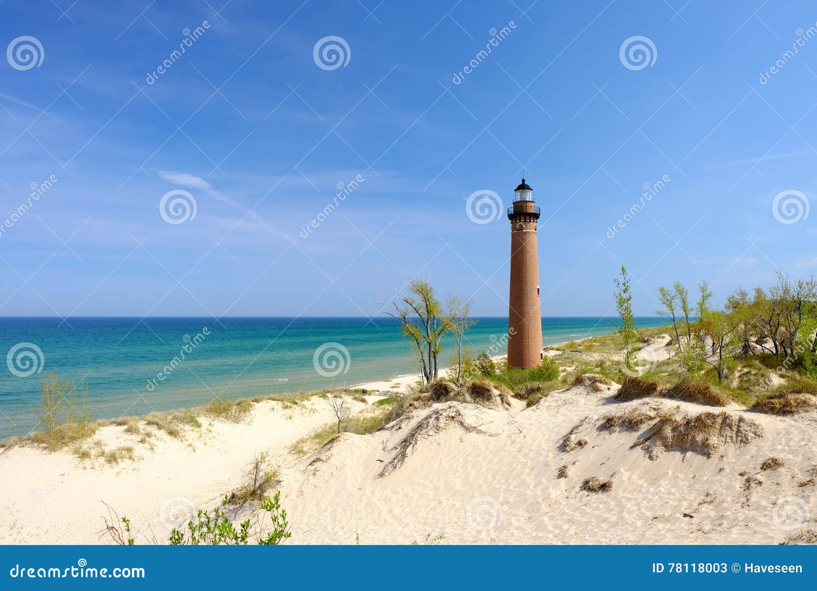 little sable point lighthouse in dunes, built in 1867