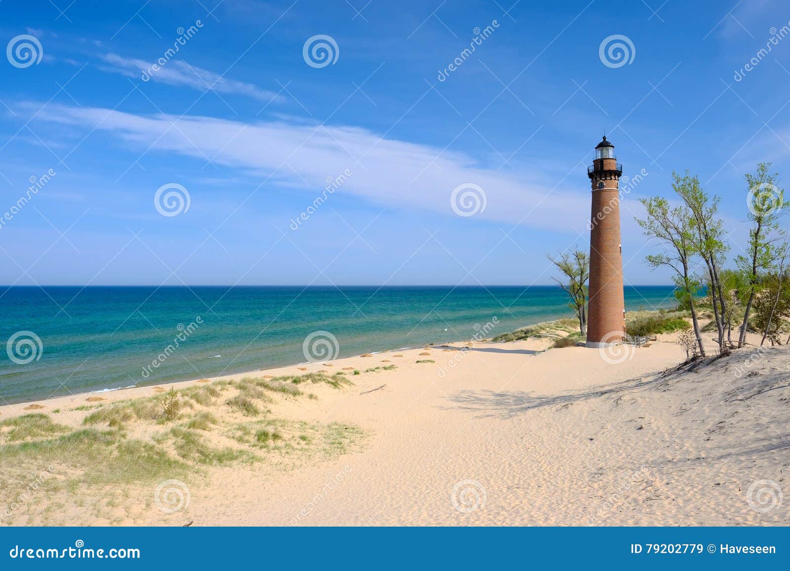 little sable point lighthouse in dunes, built in 1867