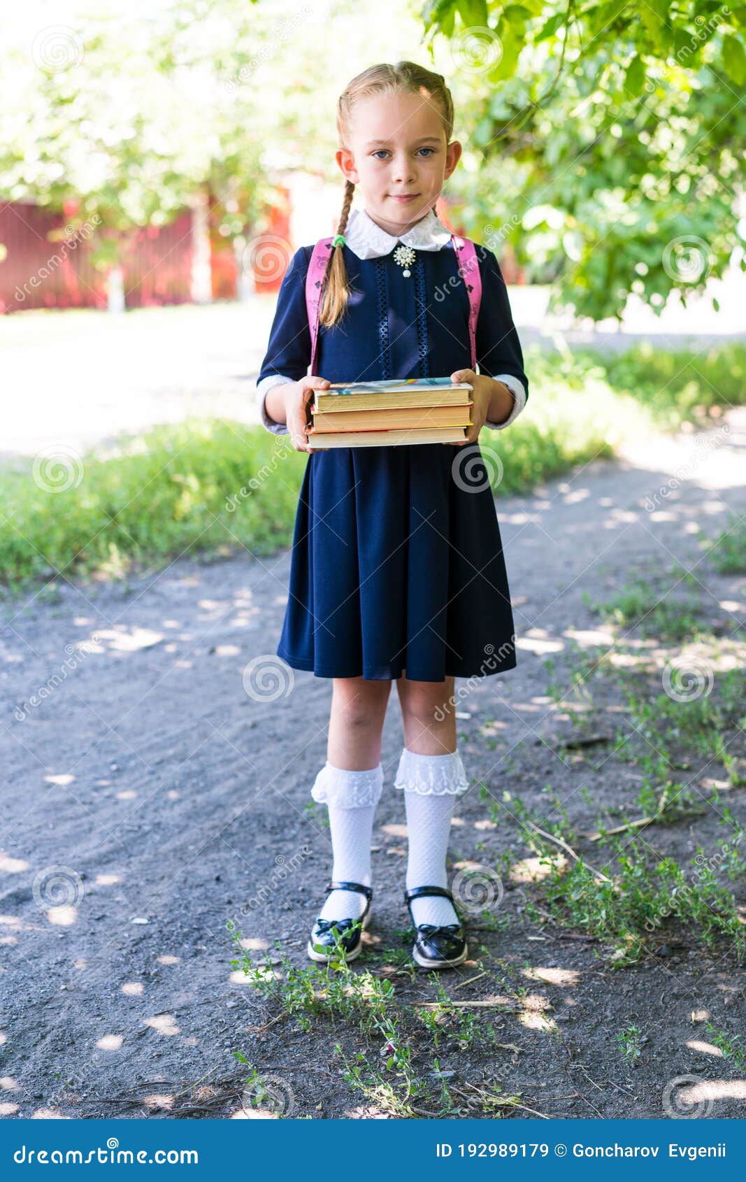 Schoolgirl Holds Books in Her Hands. Stock Image - Image of book, hands ...