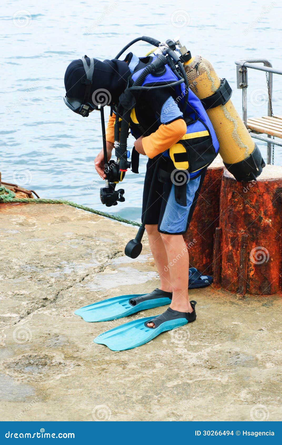 Little Boy With Scuba Mask Showing Muscles RoyaltyFree Stock