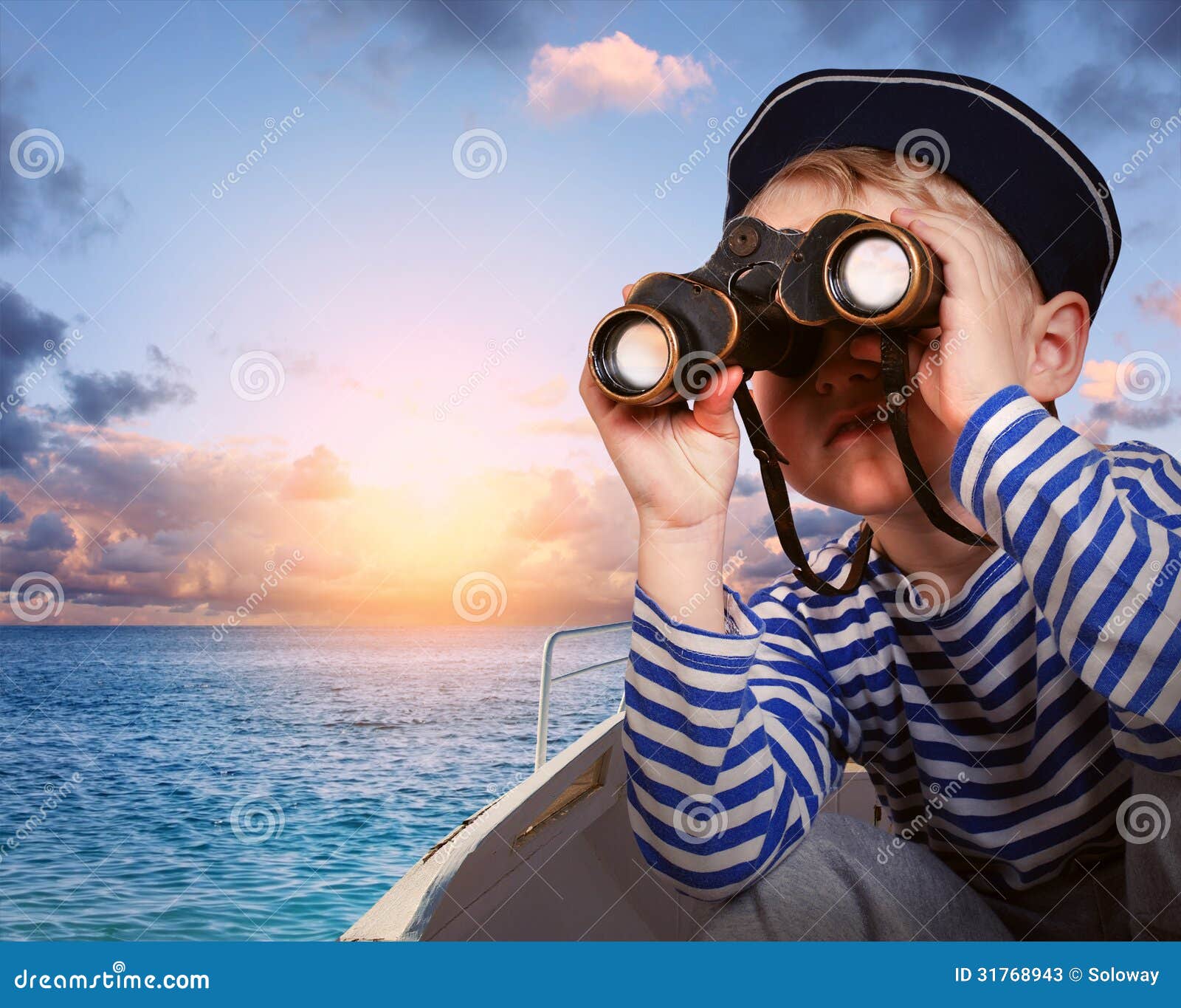 little ship boy with binocular