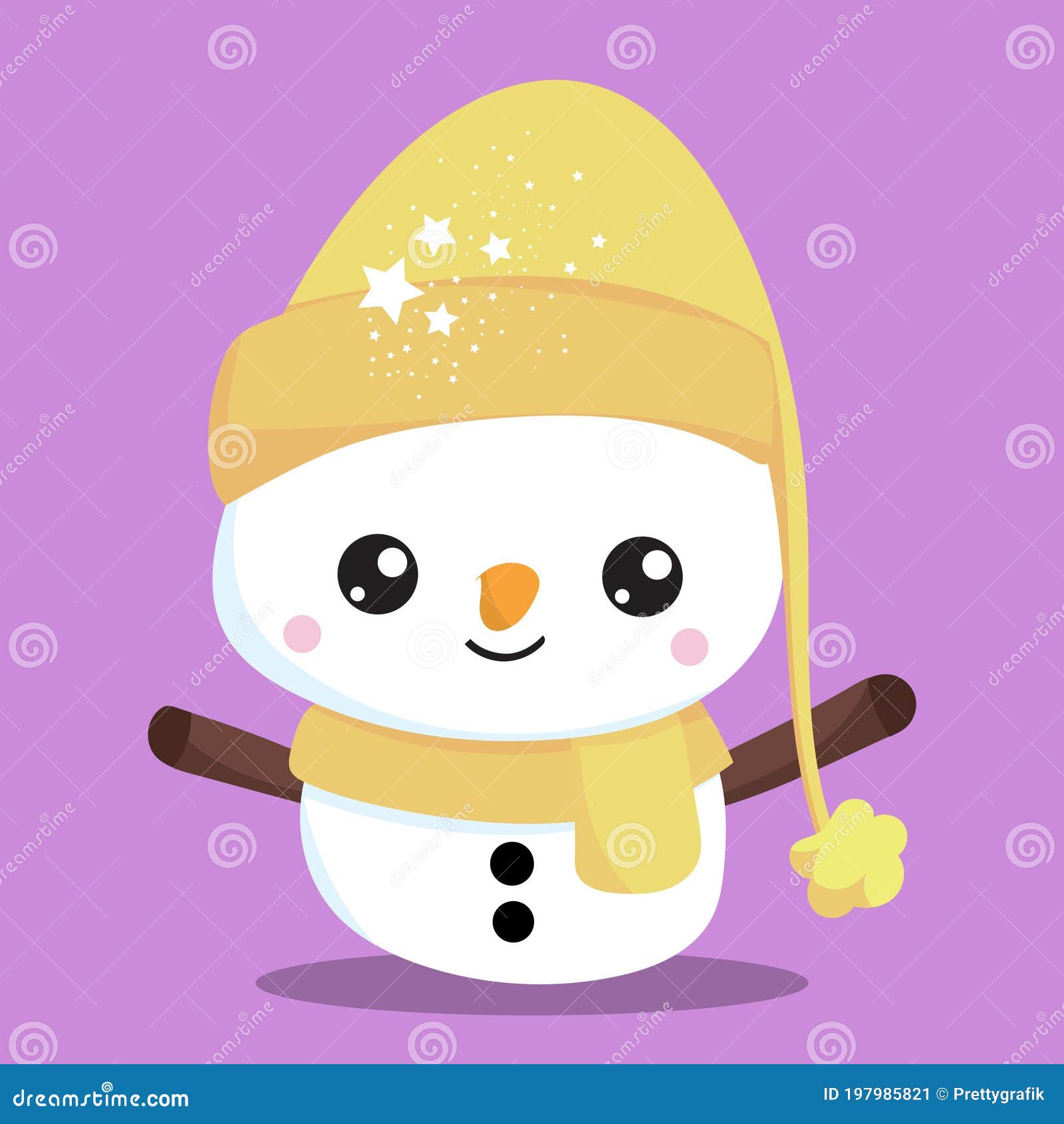 LITTLE SNOWMAN HAT YELLOW 04 Stock Vector - Illustration of