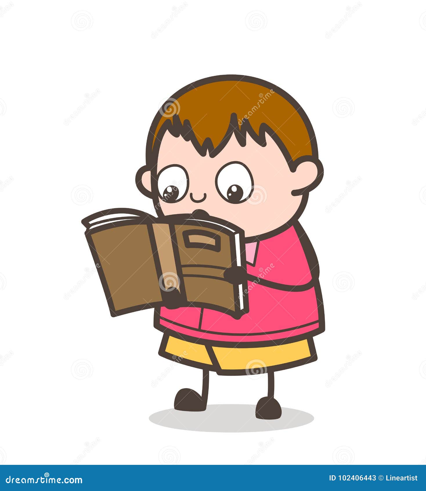 Little Student Reading Book - Cute Cartoon Fat Kid Illustration Stock  Illustration - Illustration of funny, innocent: 102406443