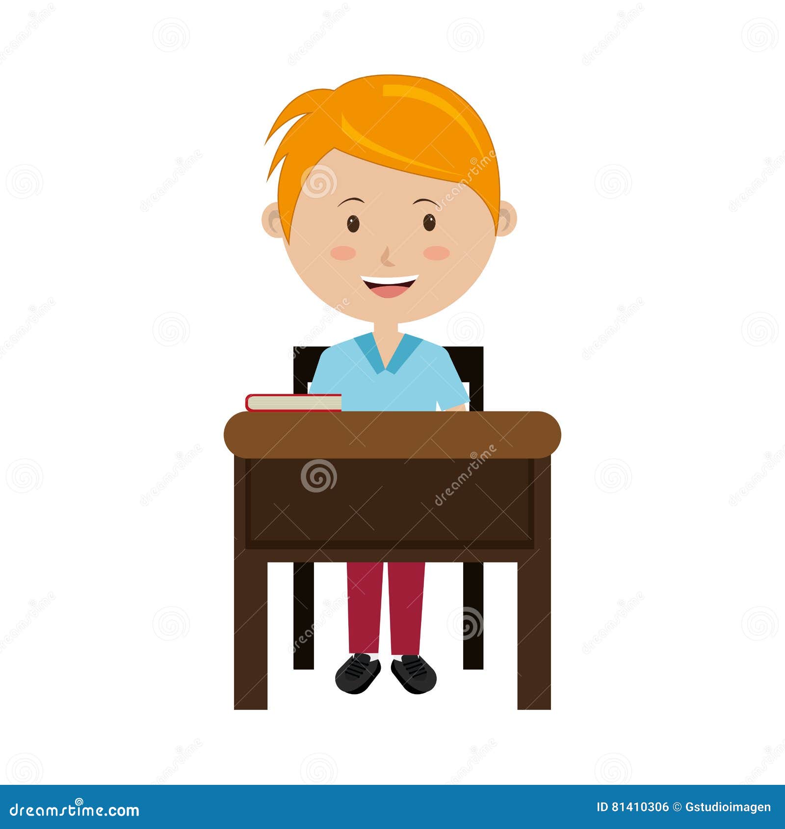 Little Student in School Chair Stock Vector Illustration of reading