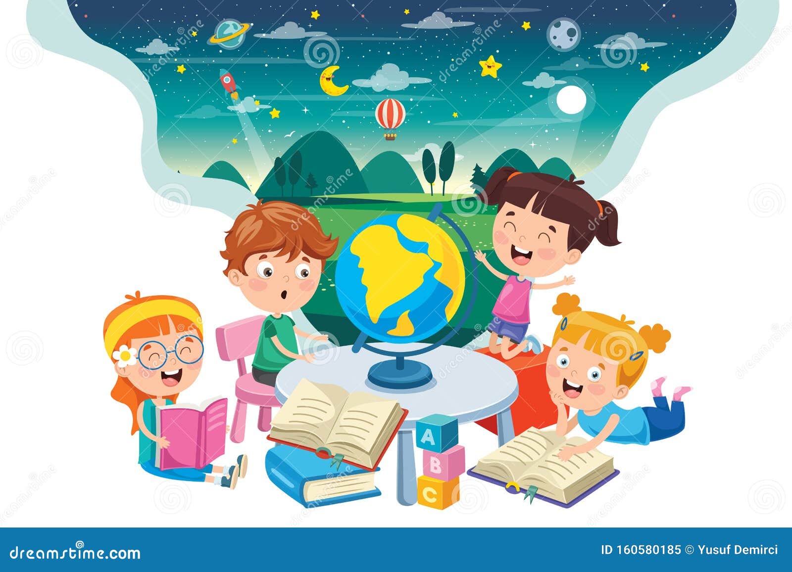 Little Students Studying Geography Stock Vector - Illustration of  cartography, cartoon: 160580185