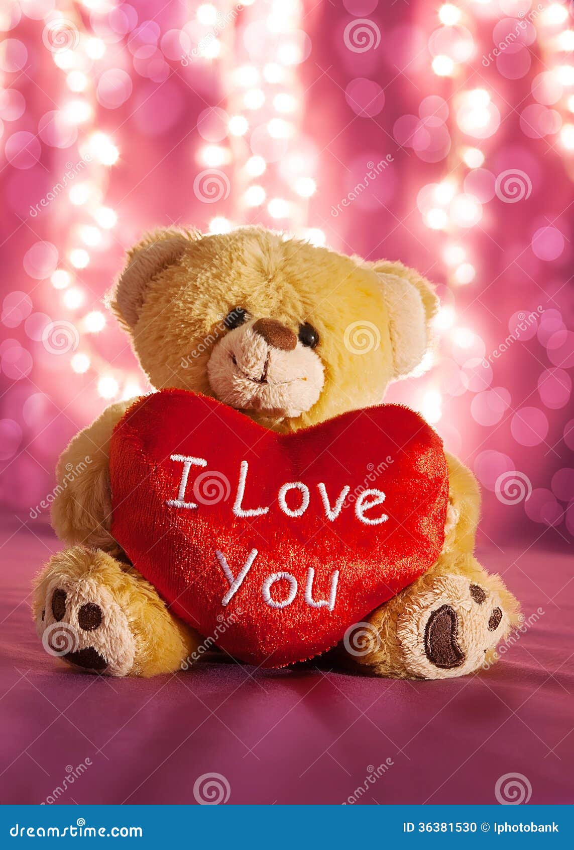 Little Teddy Bear with Big Red Heart Stock Photo - Image of ...