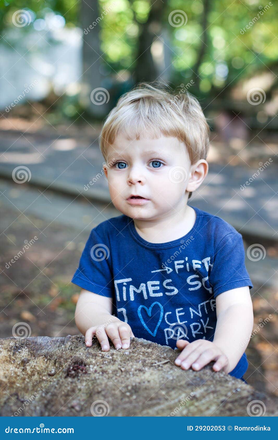 Little Toddler Boy of One Year in Summer Forest Stock Image Image of