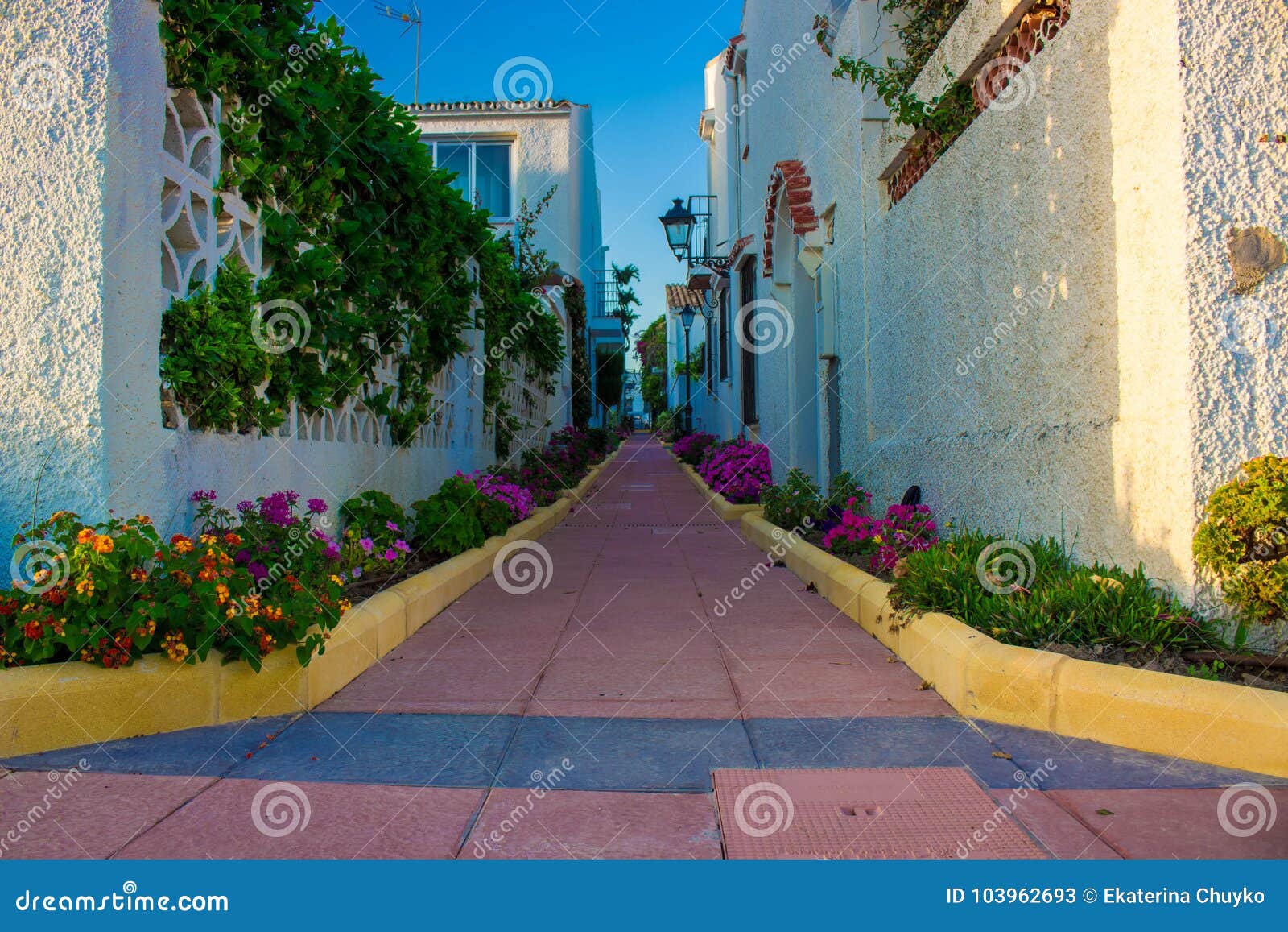 Little Traditional Spanish Street. Editorial Stock Photo - Image of
