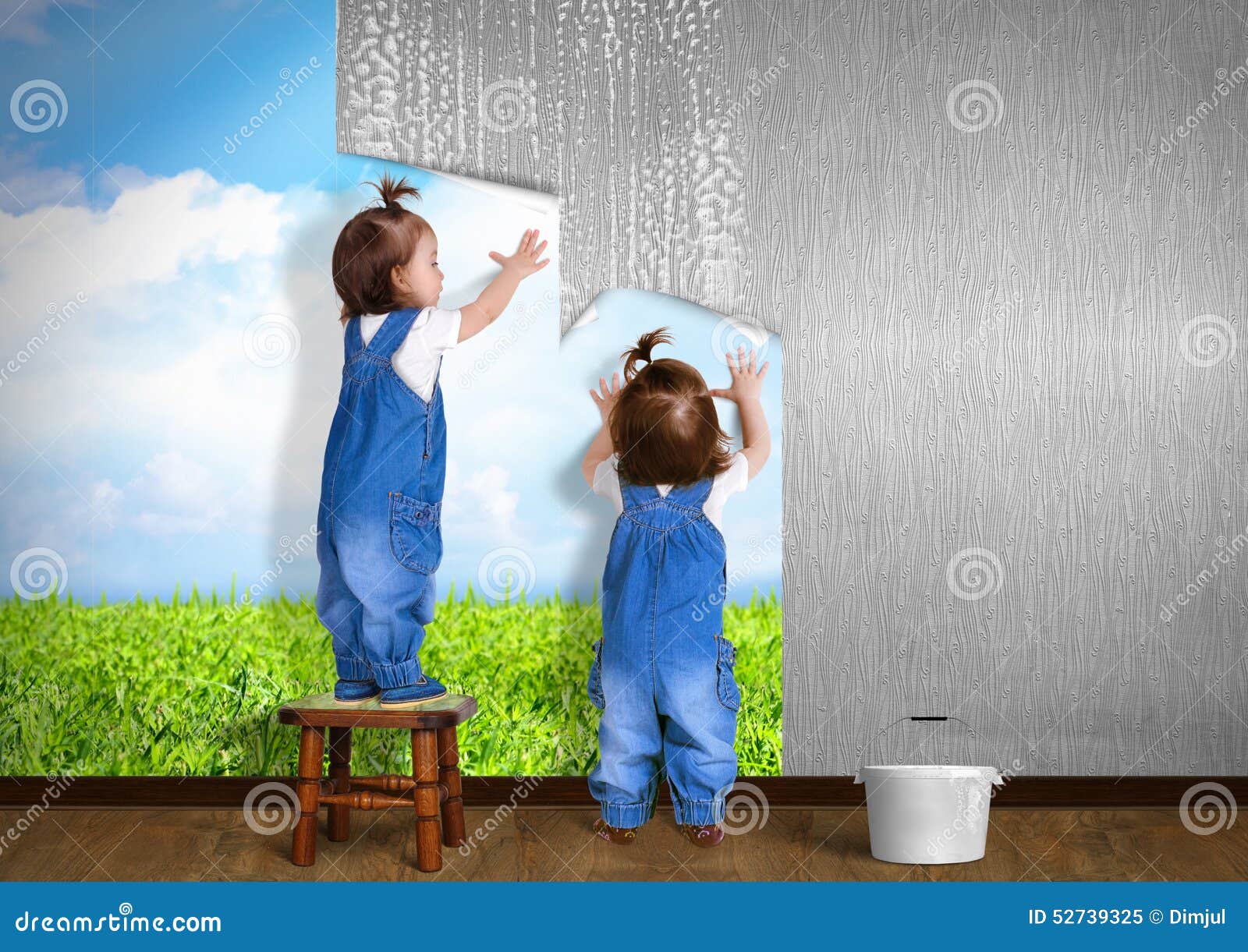 Children Wallpaper, Surreal Landscape With Pinwheels And Hanging Clouds,  Photo Mural For Boy And Girl Room Background Wall Paper | lupon.gov.ph