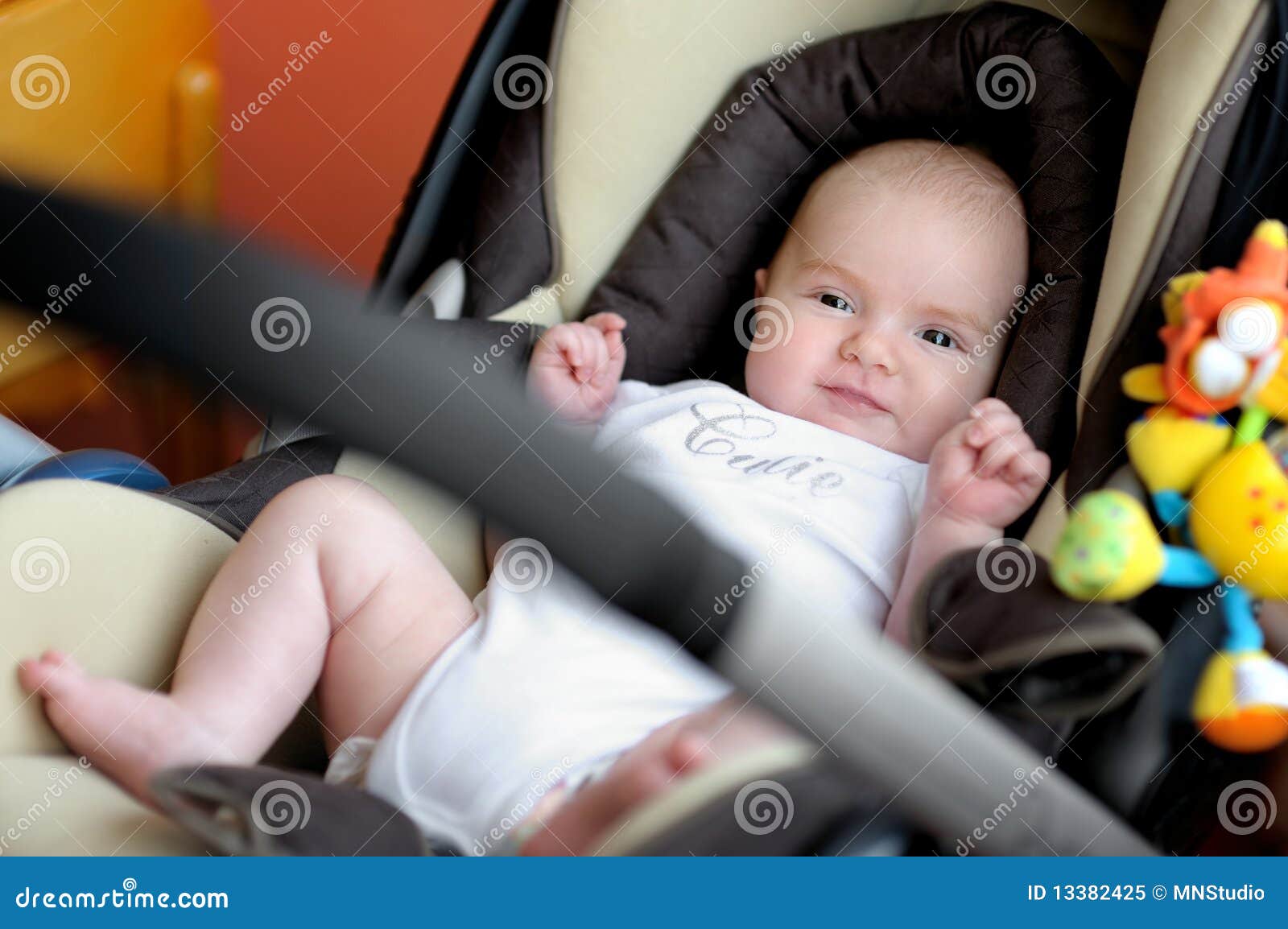 Little Two Month Old Baby in a Car Seat Stock Image Image of