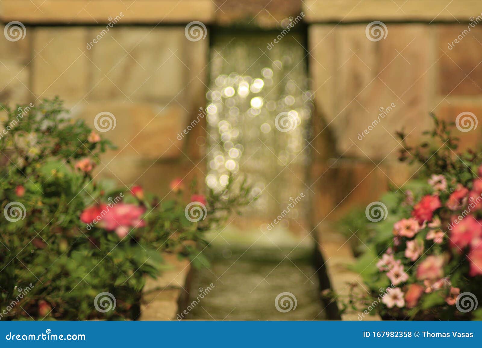 The Little Waterfall In The Flower Gardens Stock Photo Image Of