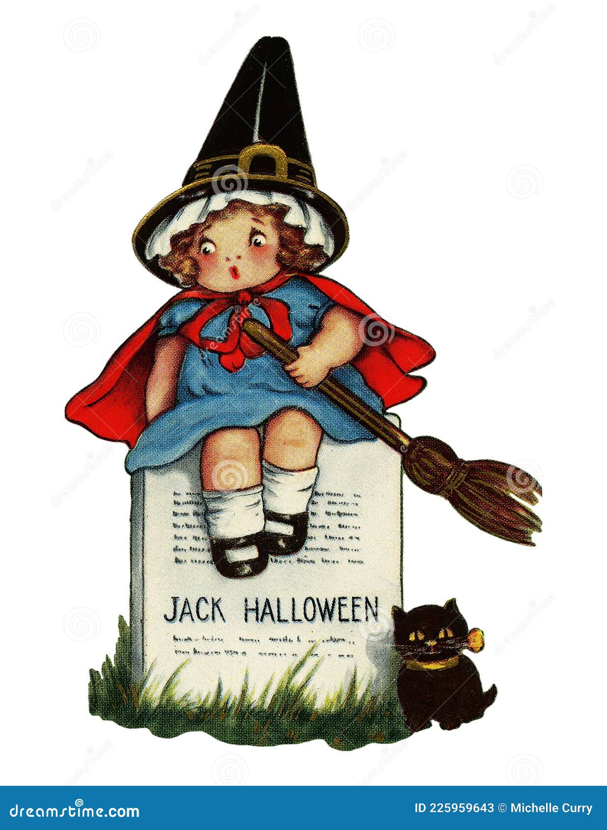 Halloween Witch Victorian Child with Cats Vintage Style Night Light 