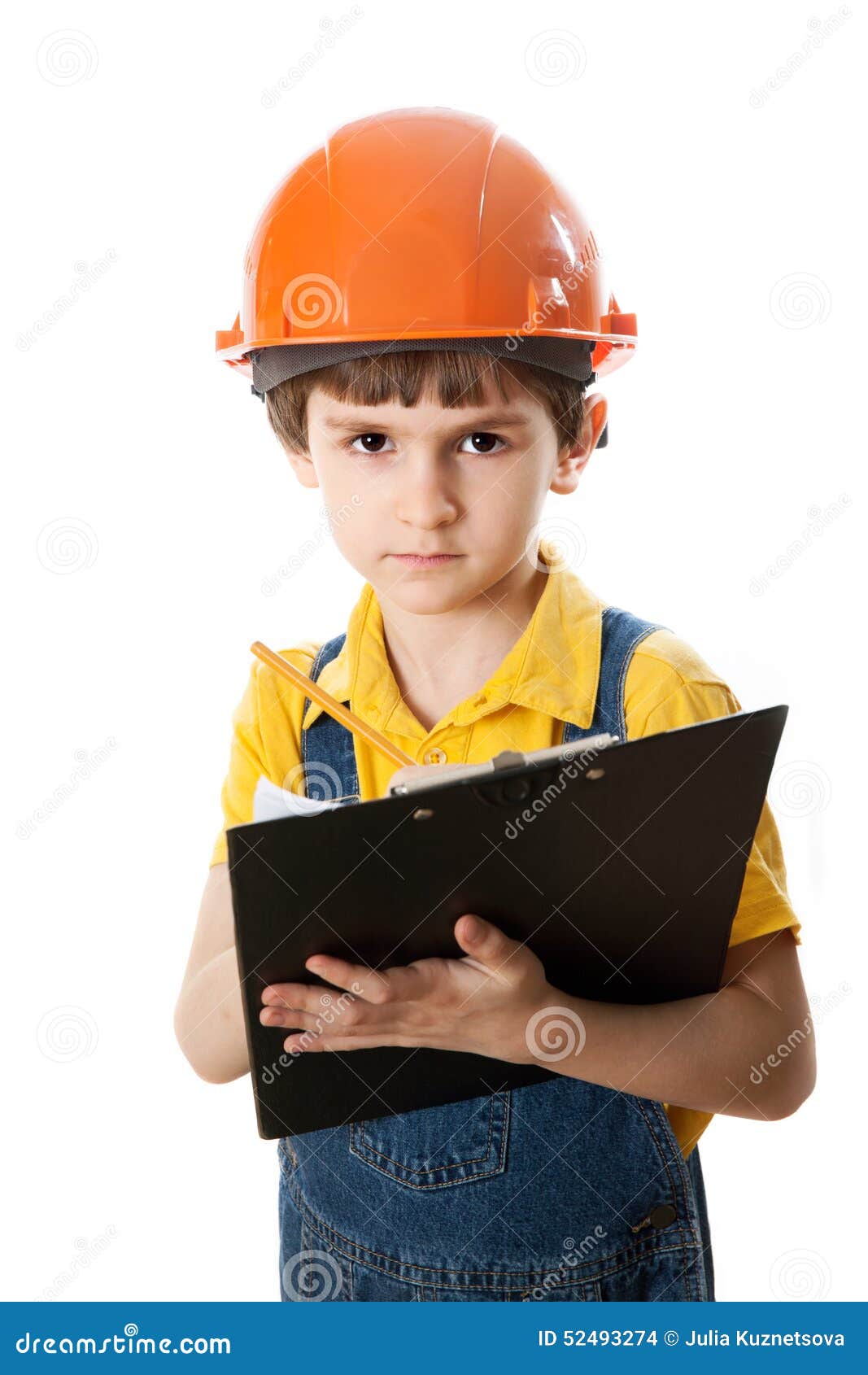 the little work superintendent with clipboard