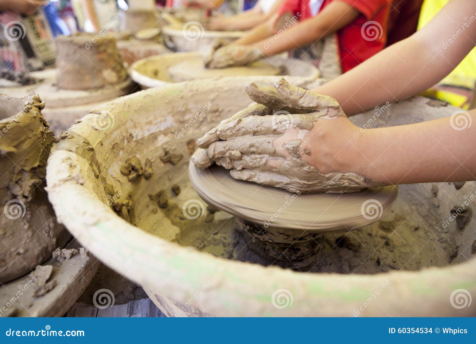 Little Young Potters Learning Stock Photo Image of bowl, fingers