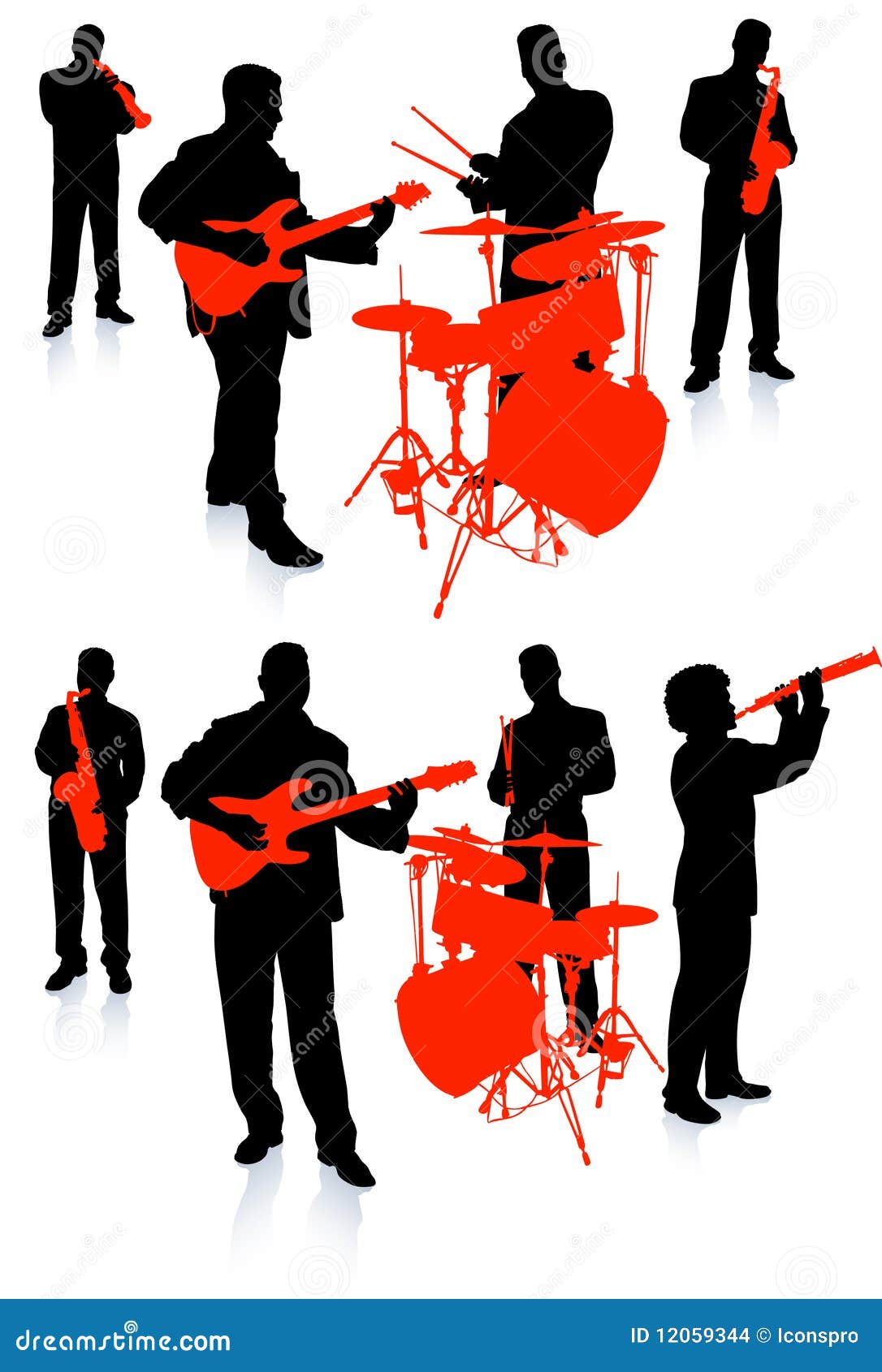 Live Band Playing Music On White Background Stock Images ...