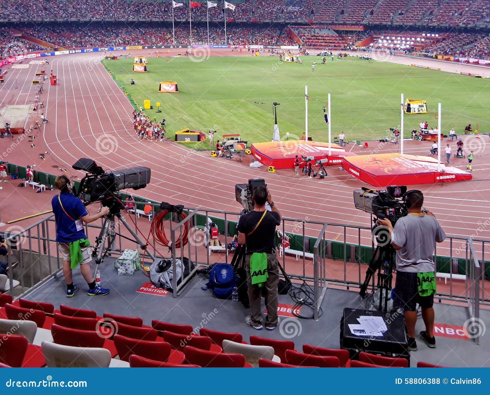 Live Broadcast for the 2015 IAAF World Athletics Championship in Beijing Editorial Stock Photo