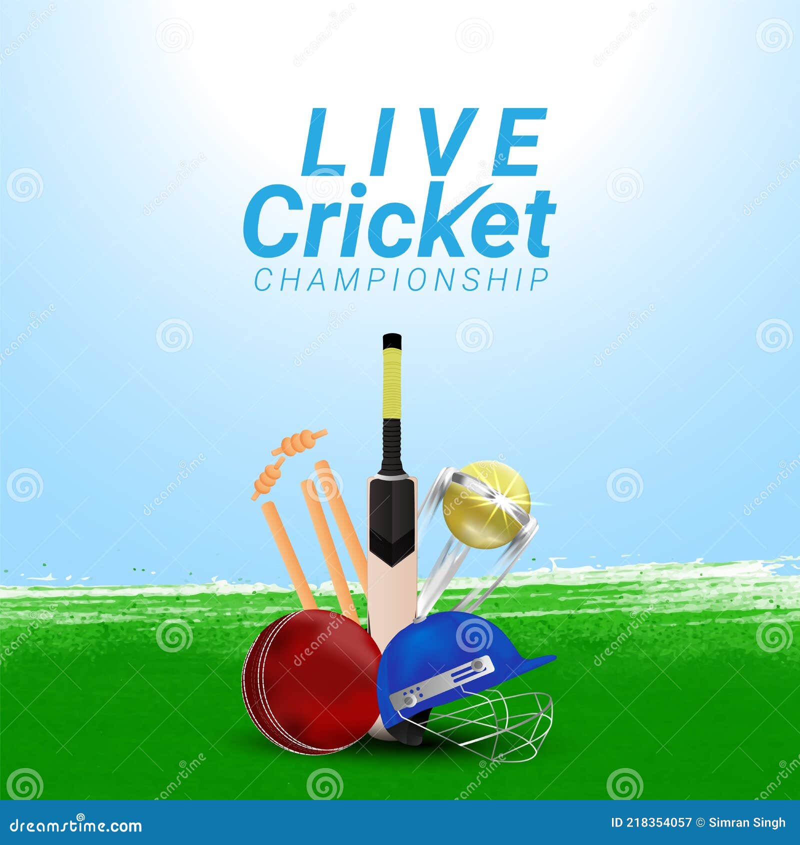 Live Cricket Tournament Match with Creative Cricket Equipment on Creative  Background Stock Illustration - Illustration of match, leisure: 218354057