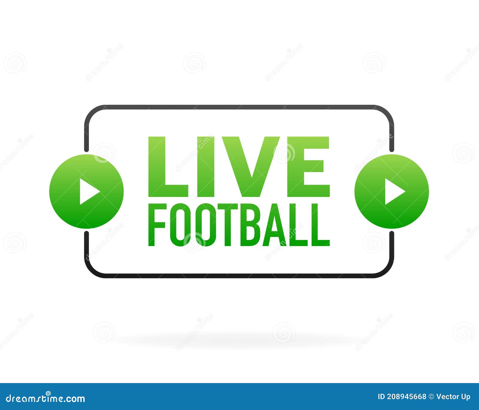 Live Football Banner in Flat Style on White Background. Play Video. Online Match. Web Media