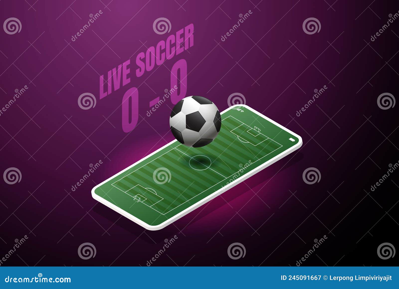 Live Football Cup Online Via Mobile Stock Vector