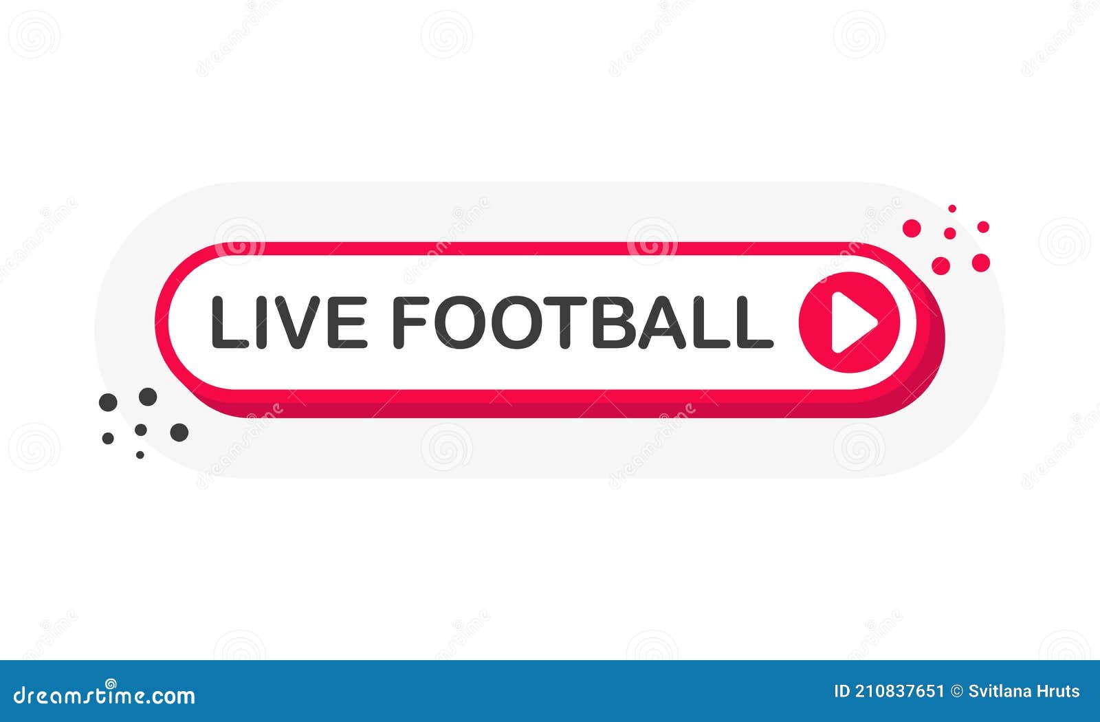 Live Football Stream 3D Red Button with Play Button Isolated on White Background for Blog, Bloggers, Player, Website Stock Vector