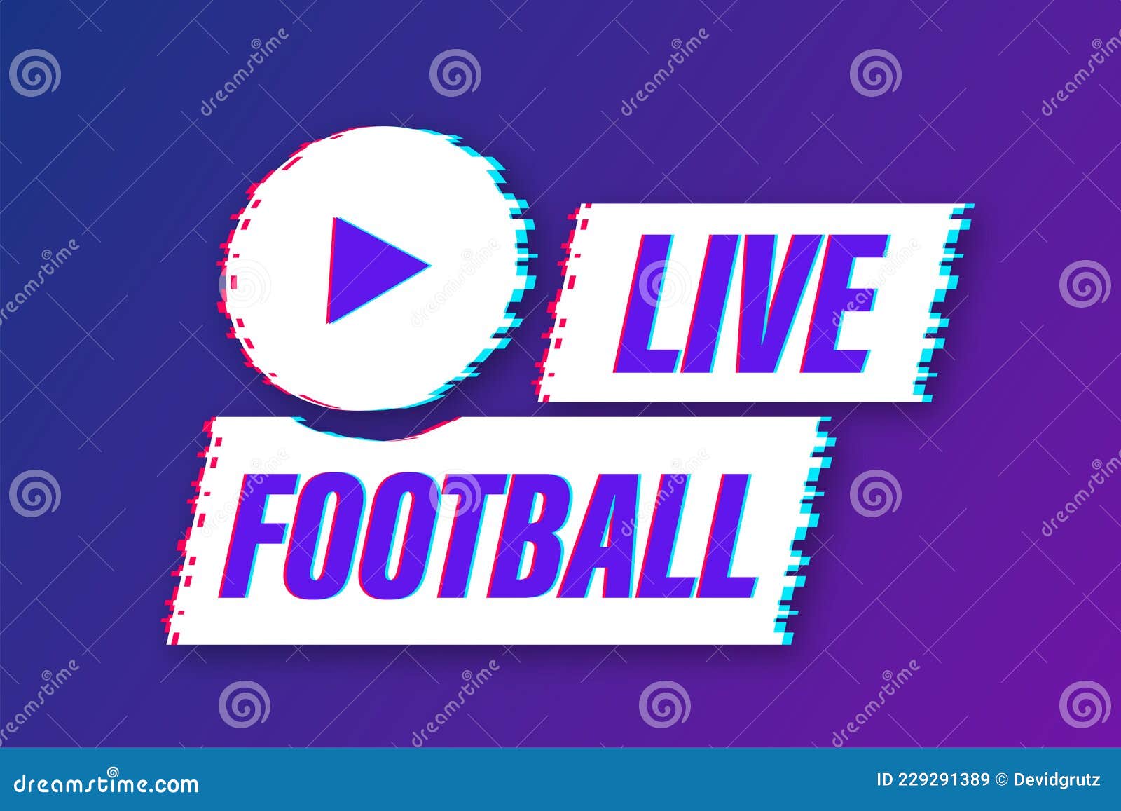 Live Football Streaming Glitch Icon, Button for Broadcasting or Online Football Stream