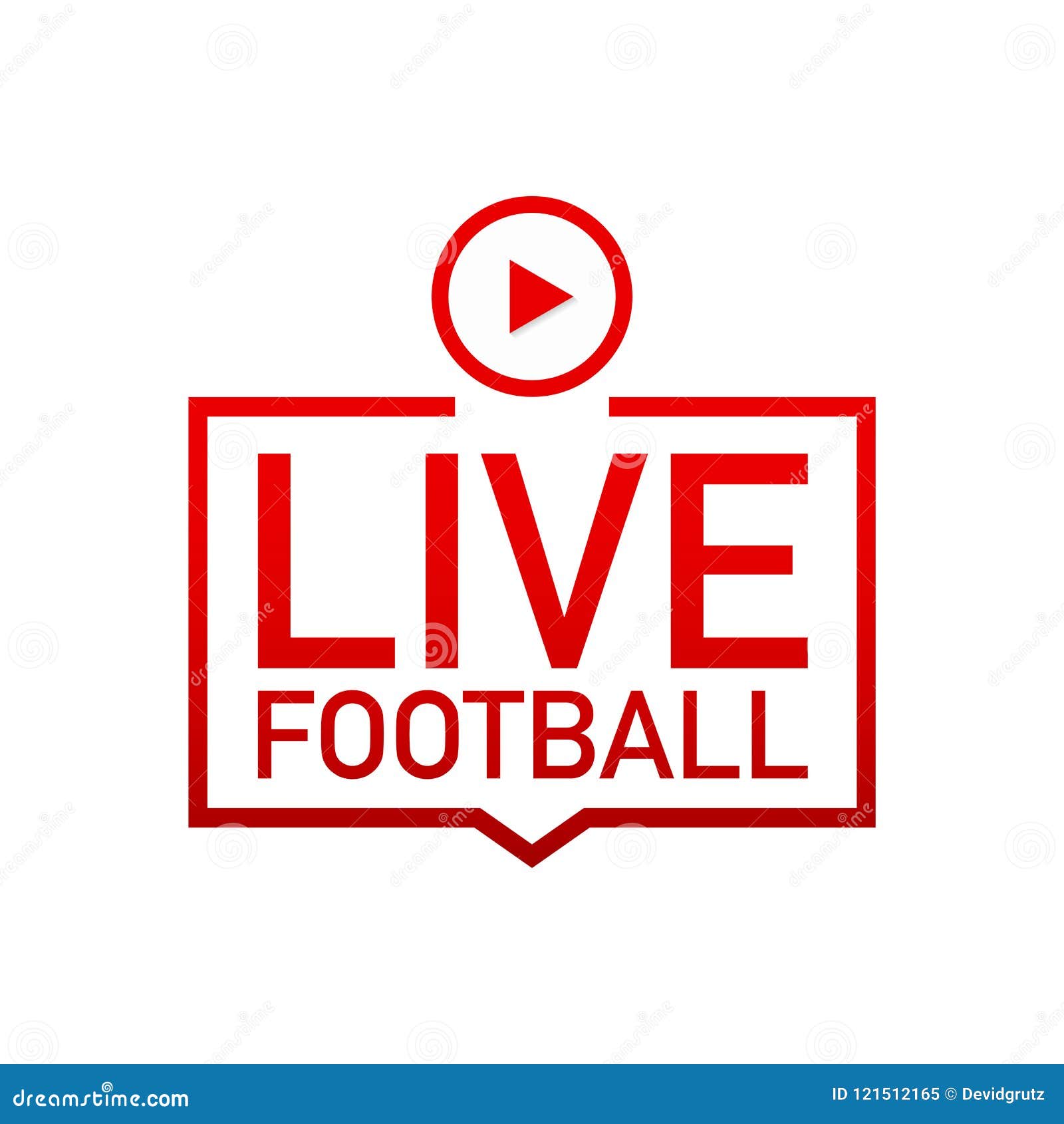 Live Football Streaming Icon, Button for Broadcasting or Online Football Stream