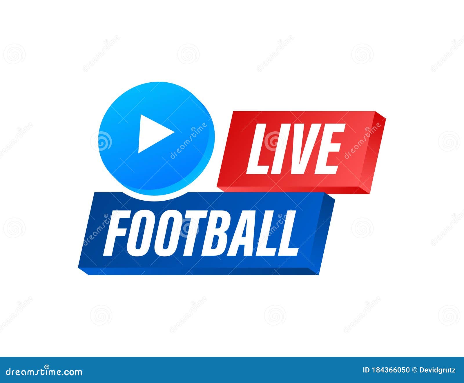 Live Football Streaming Icon, Button for Broadcasting or Online Football Stream