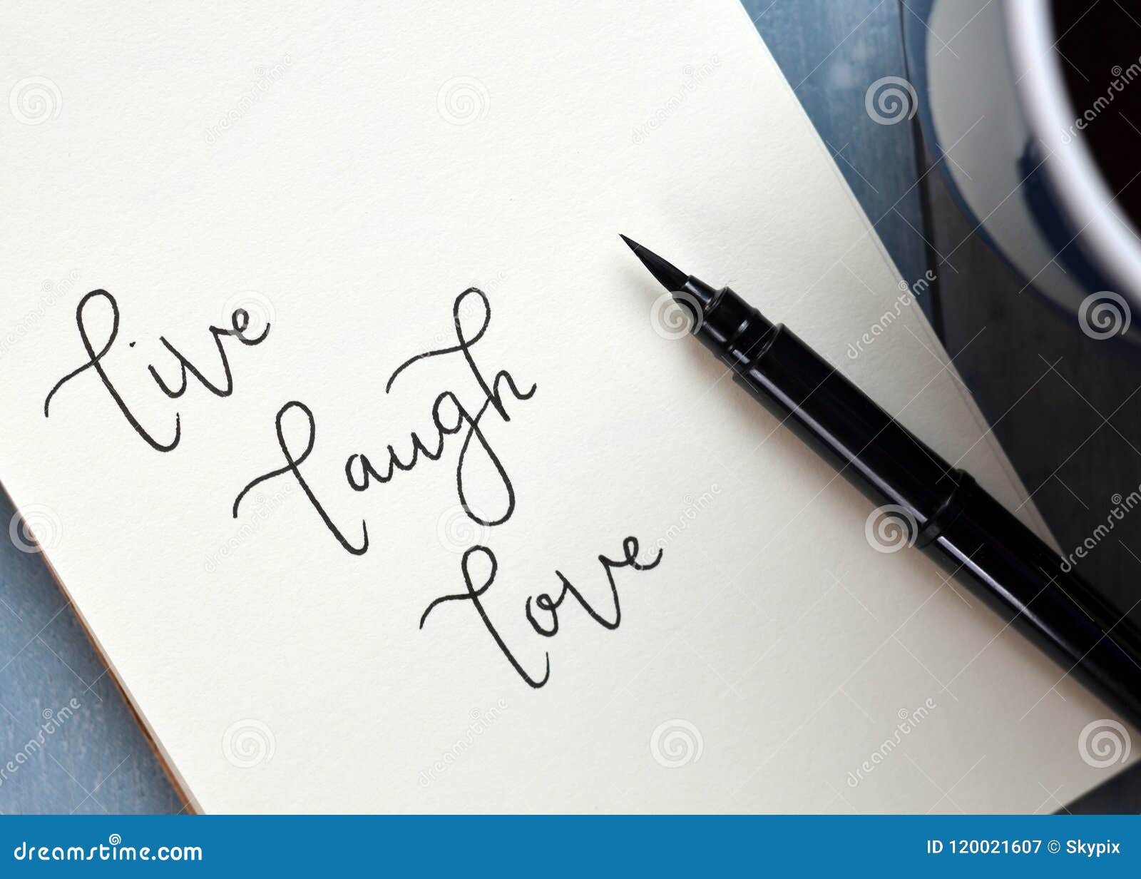 live laugh love hand-lettered in notepad