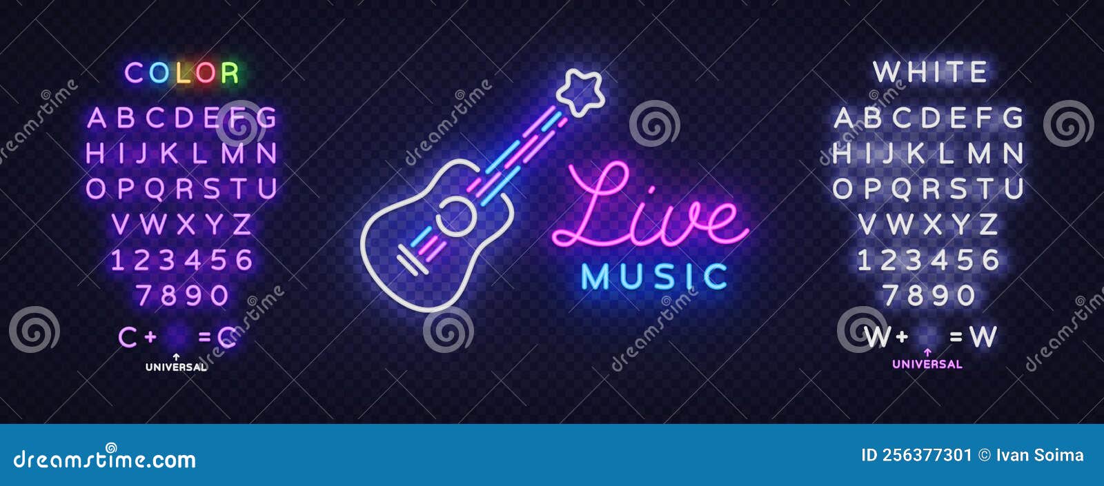 Live Music Neon on Light Background. Music Symbol Vector Stock Illustration Illustration of