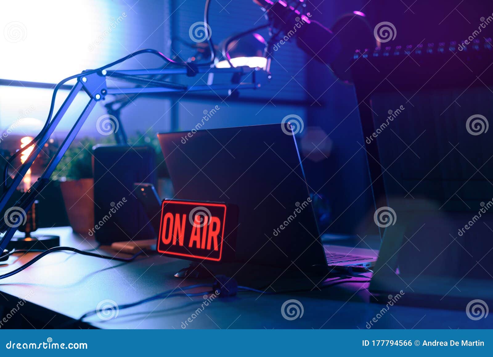 live online radio station with on air sign