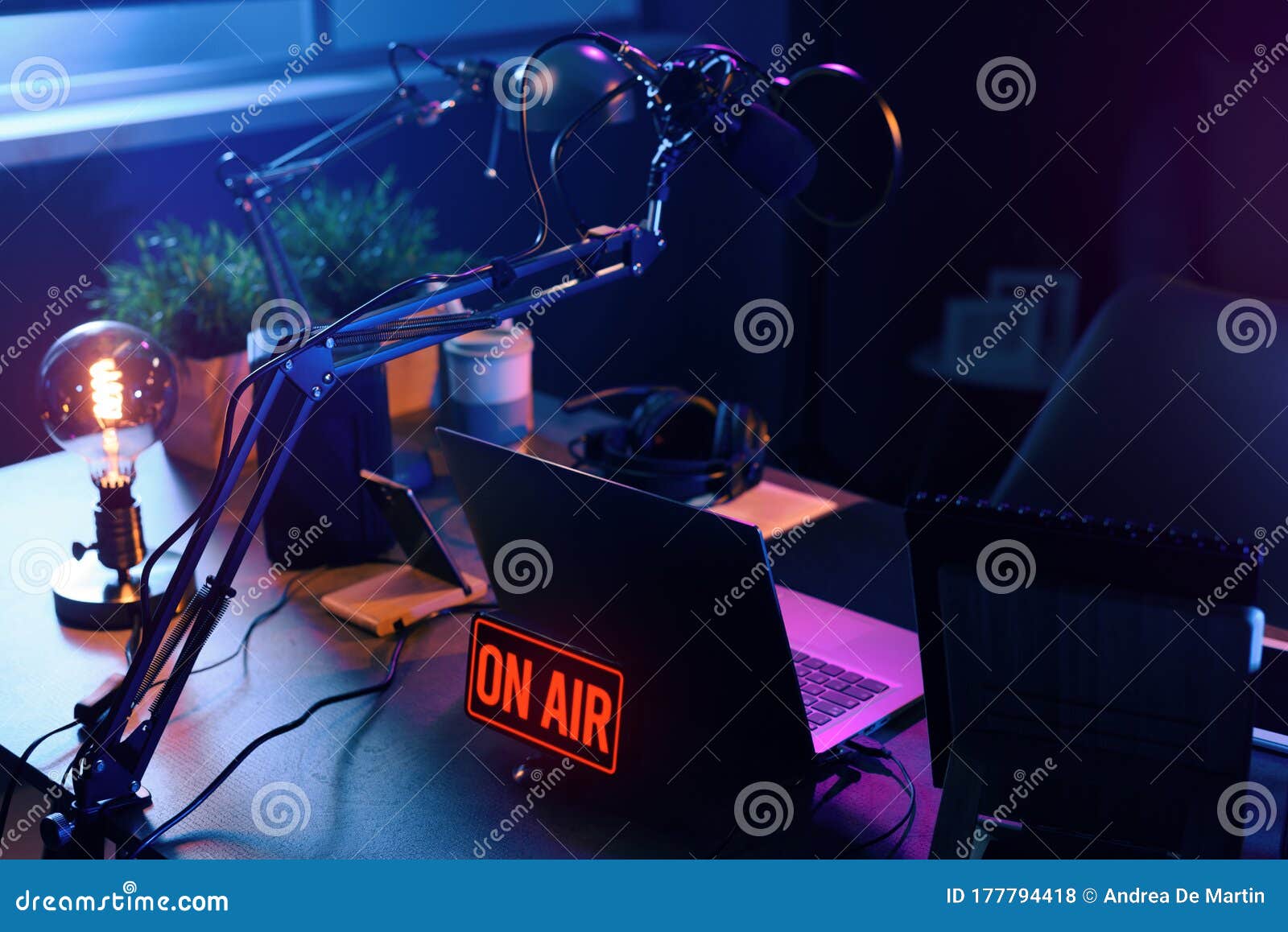 live online radio station with on air sign