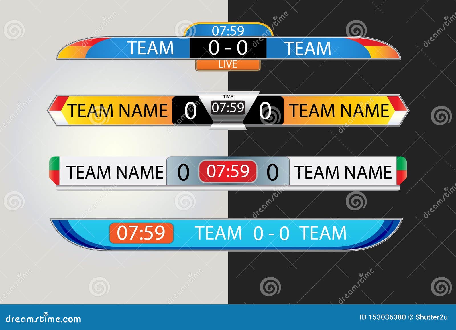 Live Scoreboard Digital Screen Graphic Template For Broadcasting Of Soccer Football Or Futsal Illustration Vector Design Stock Vector Illustration Of Game Broadcast 153036380