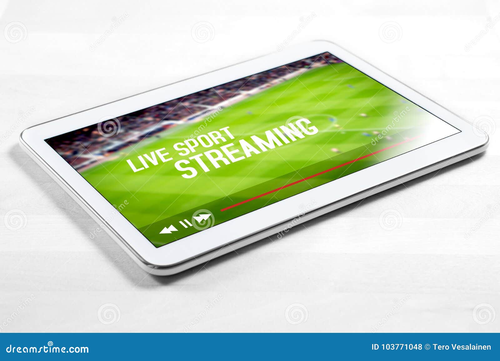 Live Sport Stream Online with Mobile Device Stock Photo