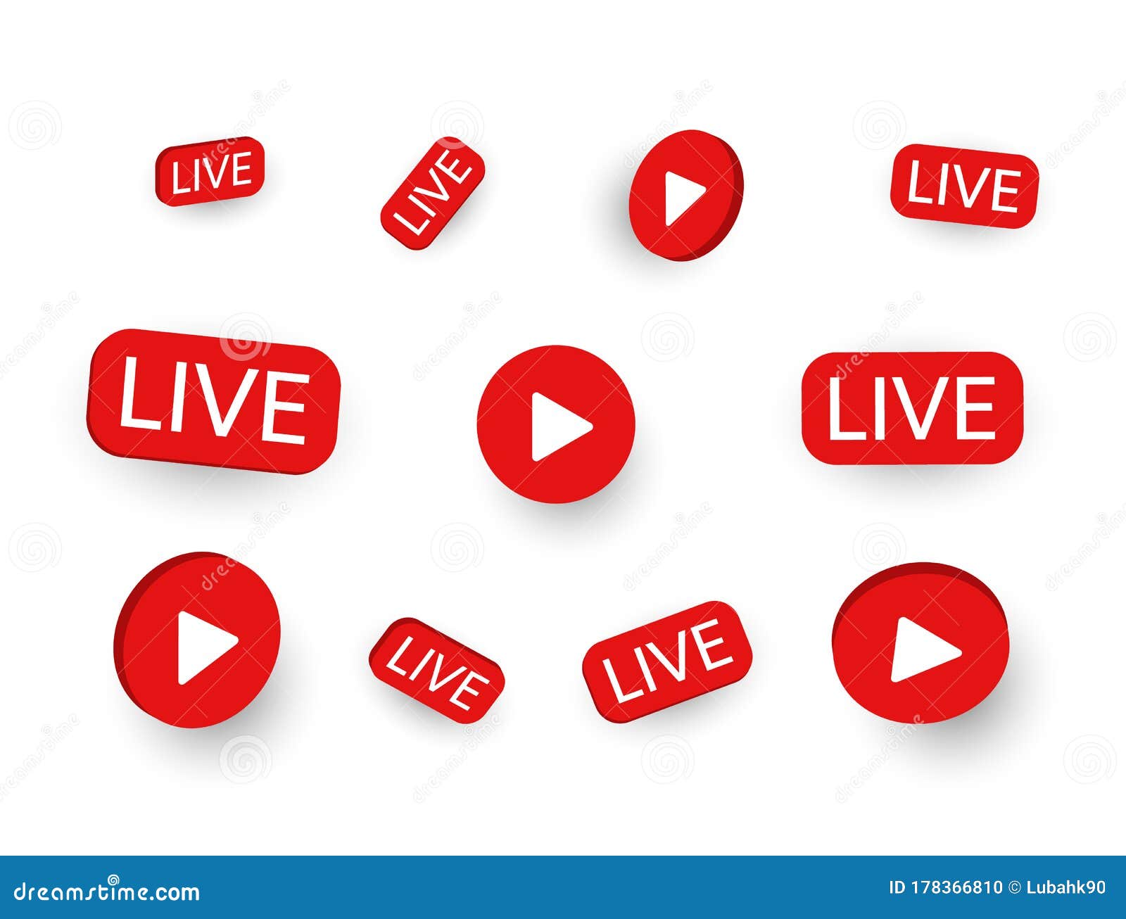 Live Stickers Set on White Background. Social Media Template. Live Stream,  Video, News Symbol Stock Vector - Illustration of news, goods: 178366810