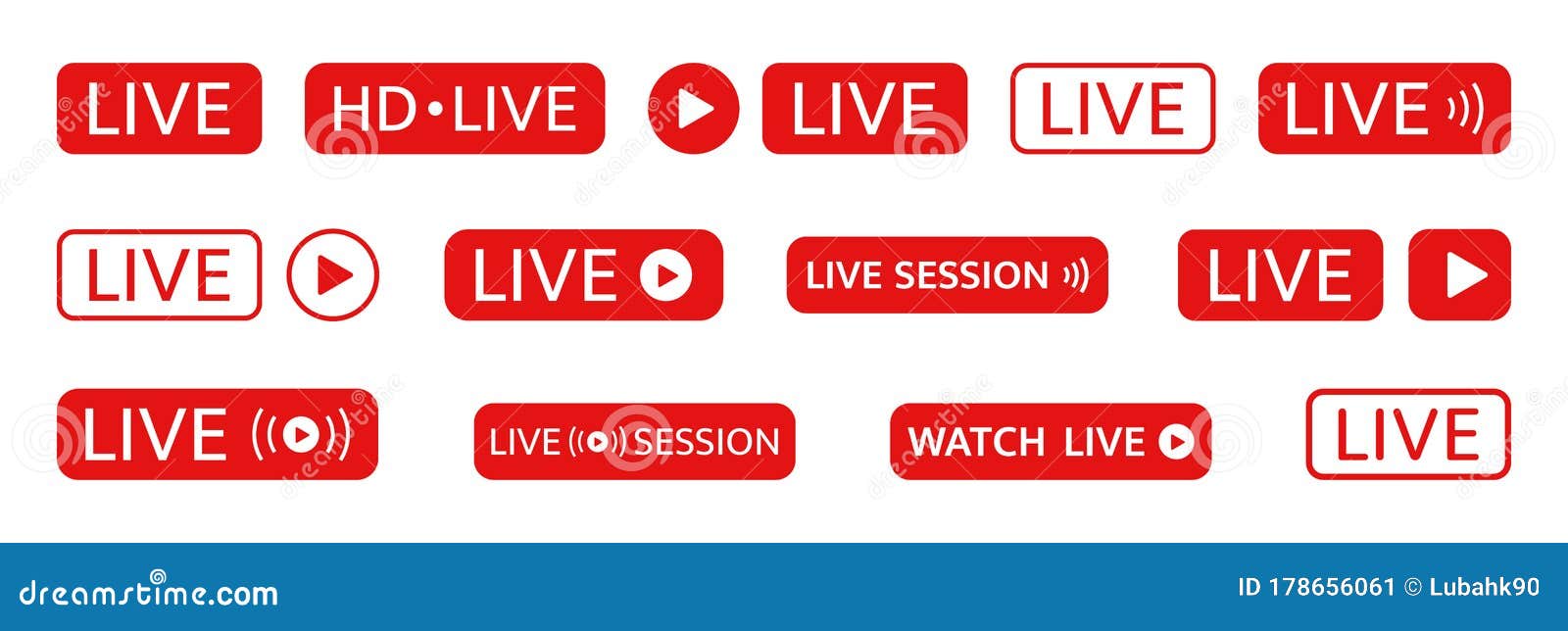 Live Stickers Set On White Background Social Media Template Live Stream Video News Symbol Broadcasting Online Stock Vector Illustration Of Branding Live