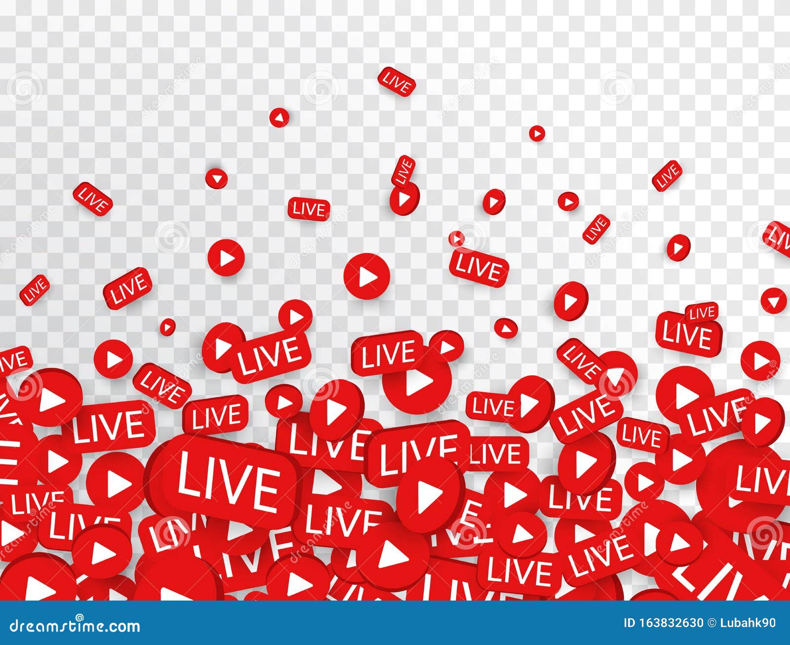 Live Stream Background with Play Buttons and Live Icons. Live Streaming,  Video, News Symbol on Transparent Background Stock Vector - Illustration of  broadcasting, connection: 163832630