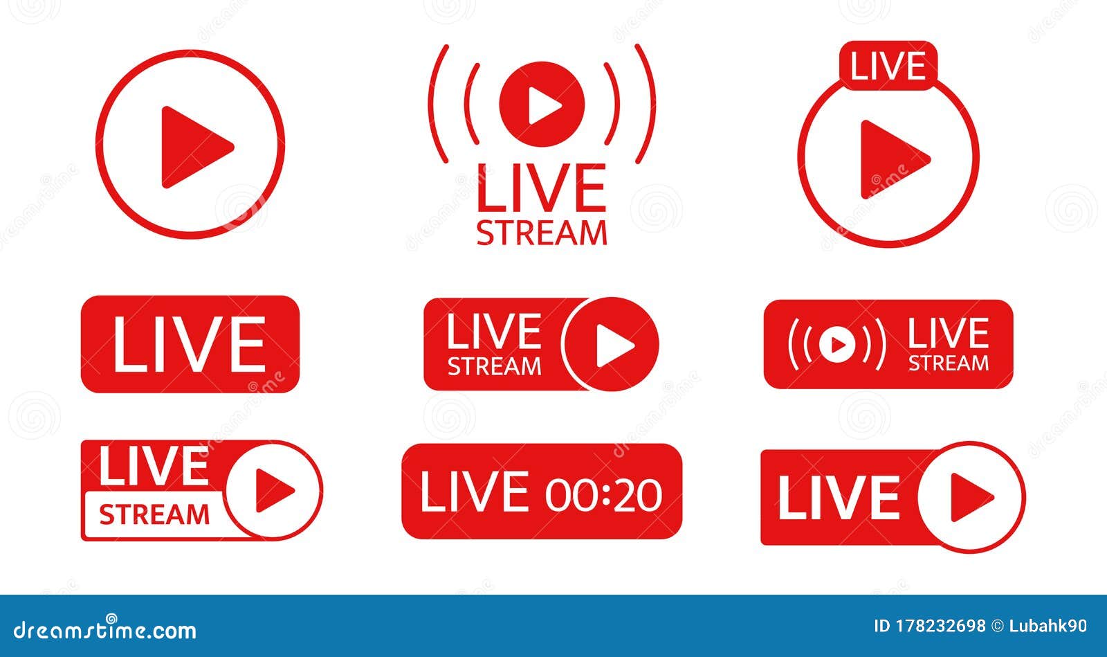 live stream icon set. social media template. live streaming, video, news  on transparent background. broadcasting