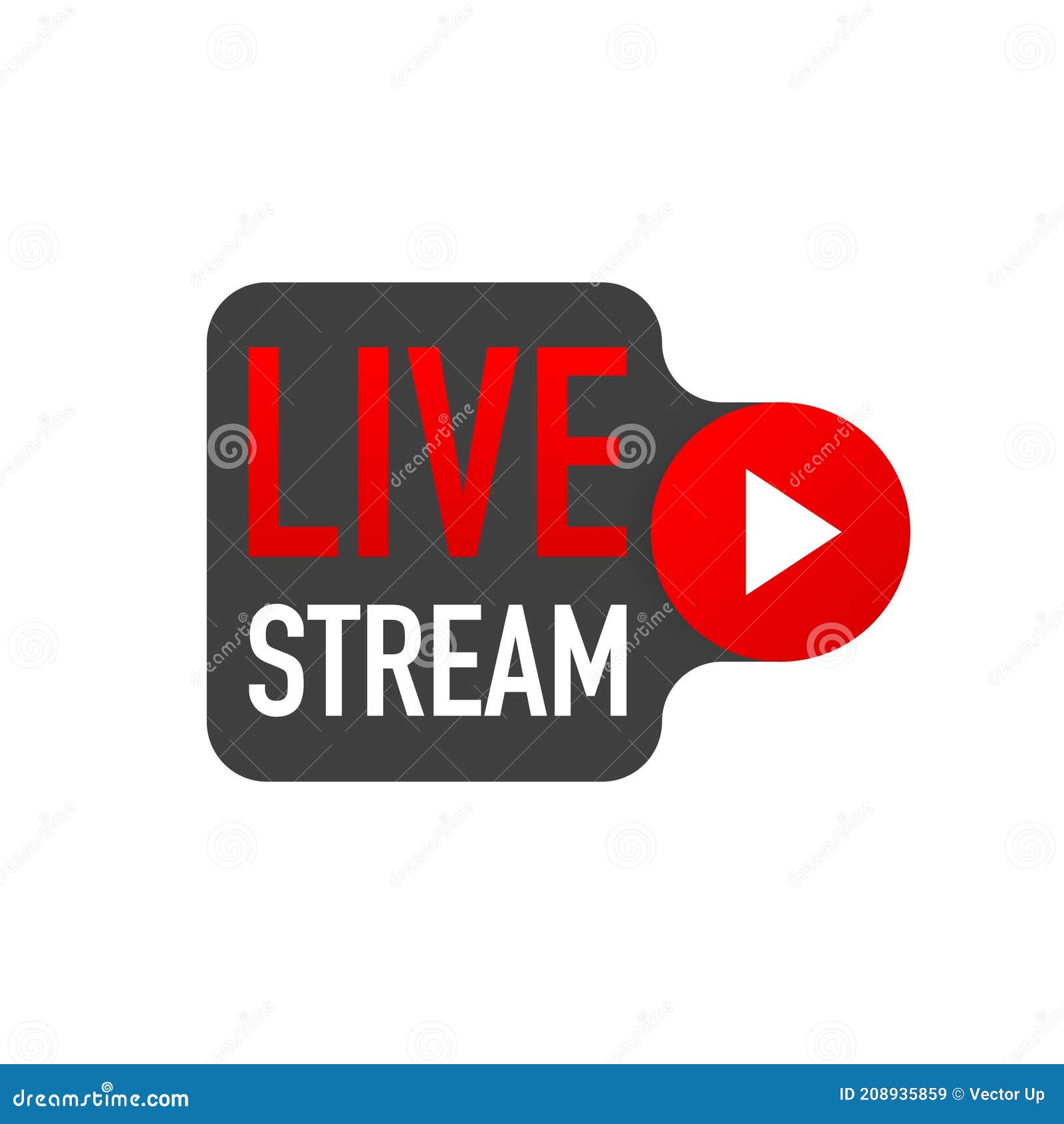 Live Stream Logo - Red Design Element with Play Button for News and TV ...