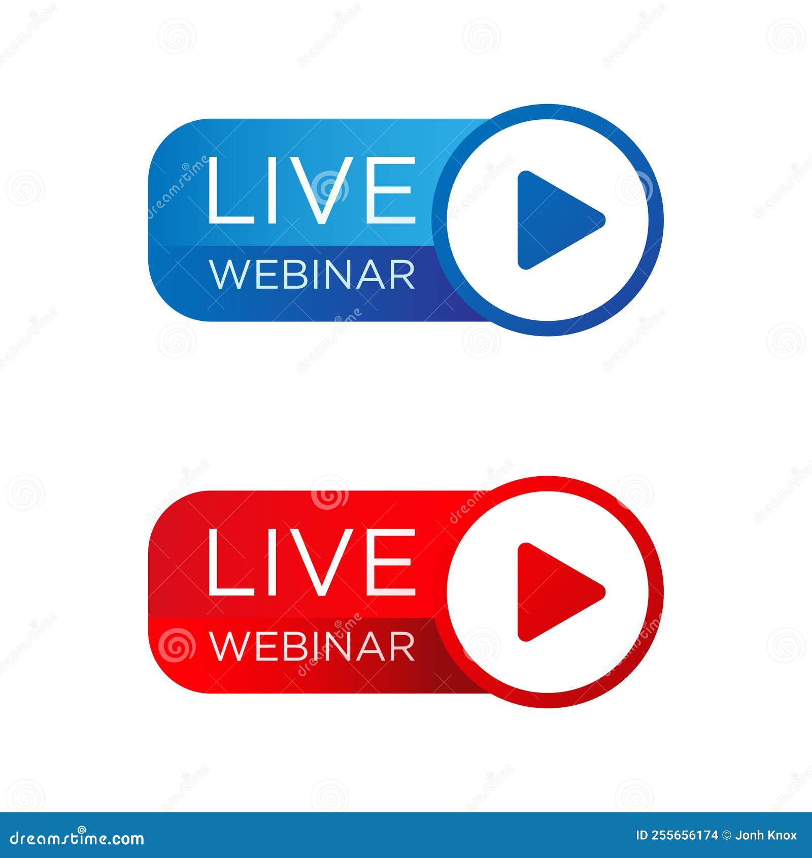 Live Stream Red and Blue Vector Design Element with Play Button. Vector