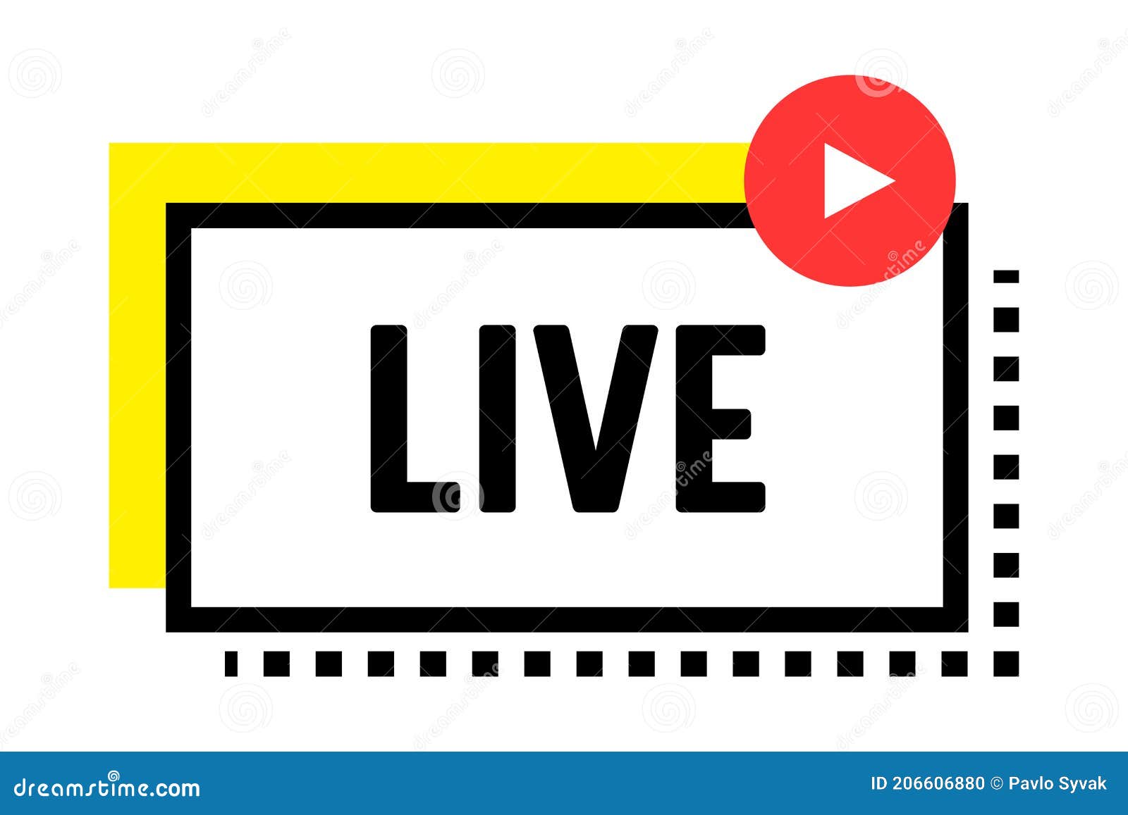 Live Streaming Banner with Play Button. Online Channel, Live Event  Broadcasting, Video News, Tv Screen Emblem or Icon Stock Illustration -  Illustration of video, screen: 206606880