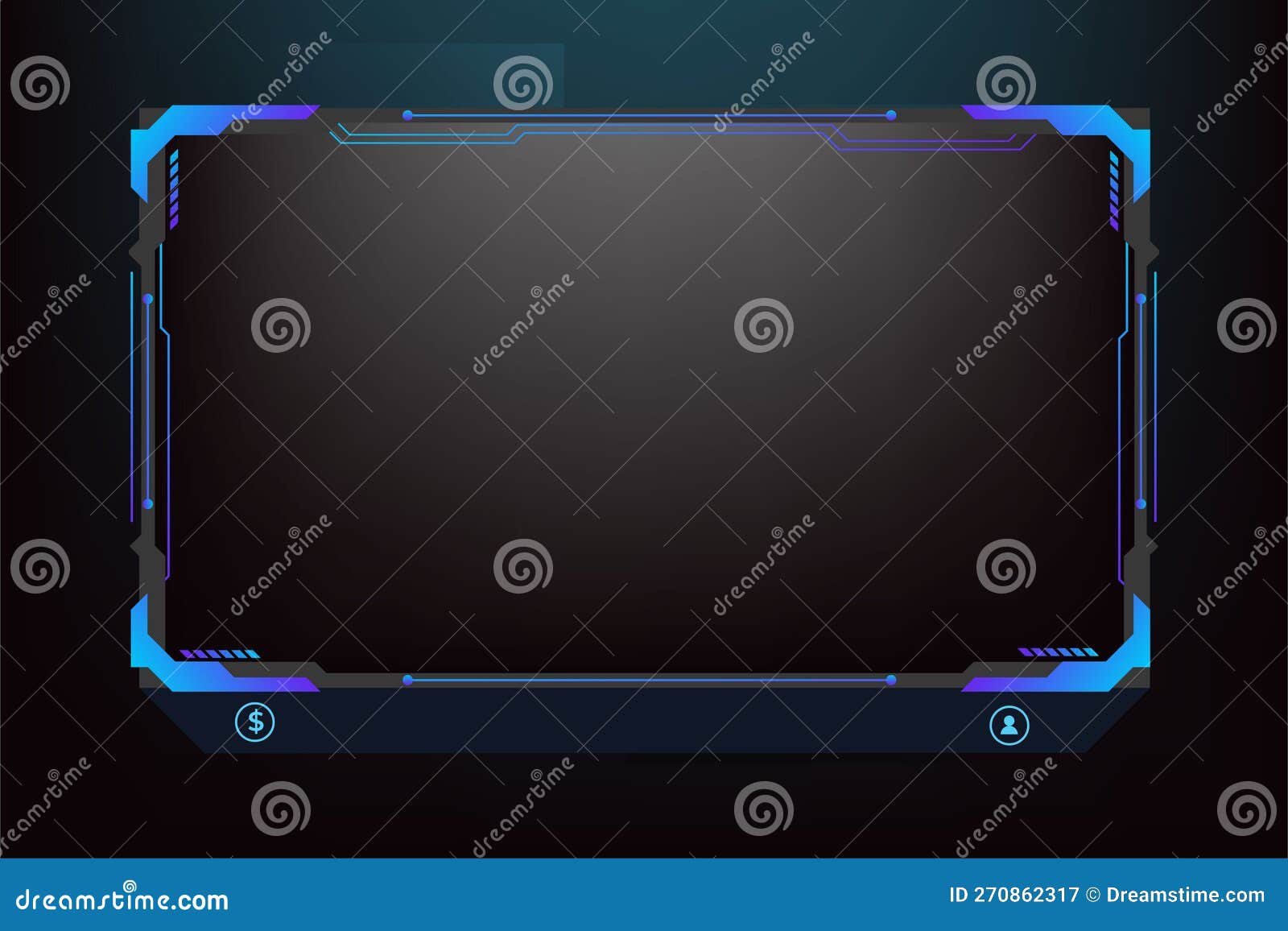 Live Streaming Screen Panel Decoration with Blue and Dark Colors