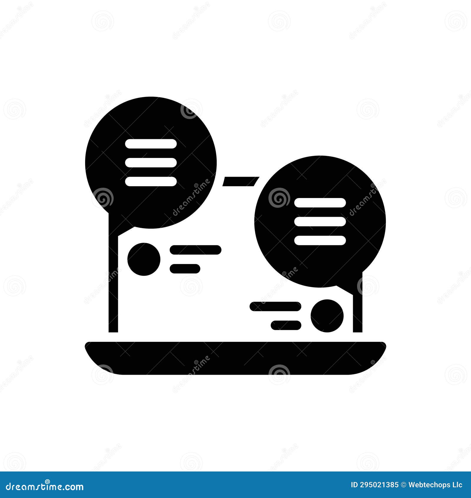 black solid icon for livechat, online and communication