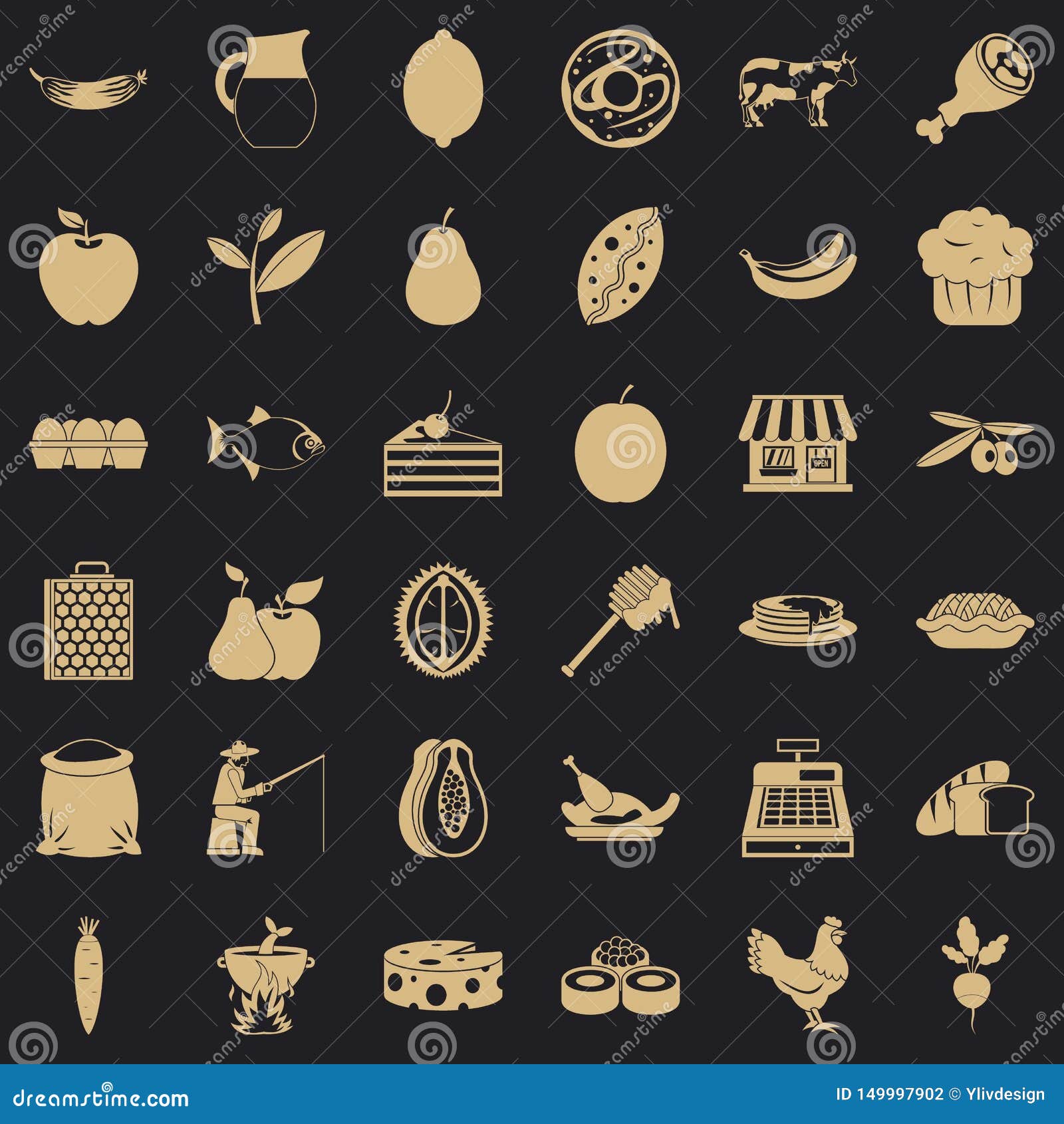 livelihood icons set, simple style